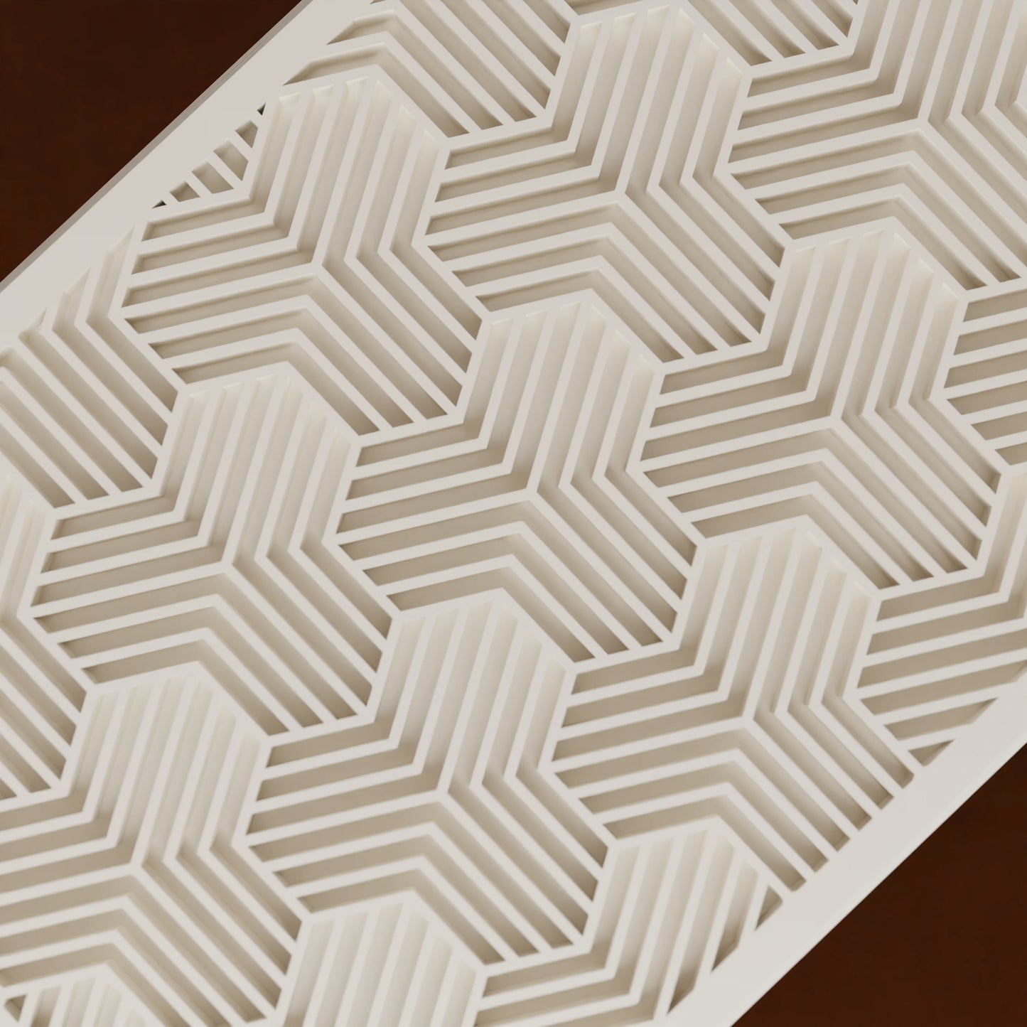 Close-up of pattern of elegant gift box Triangle, Small - 15x10x8, in color Cotton White