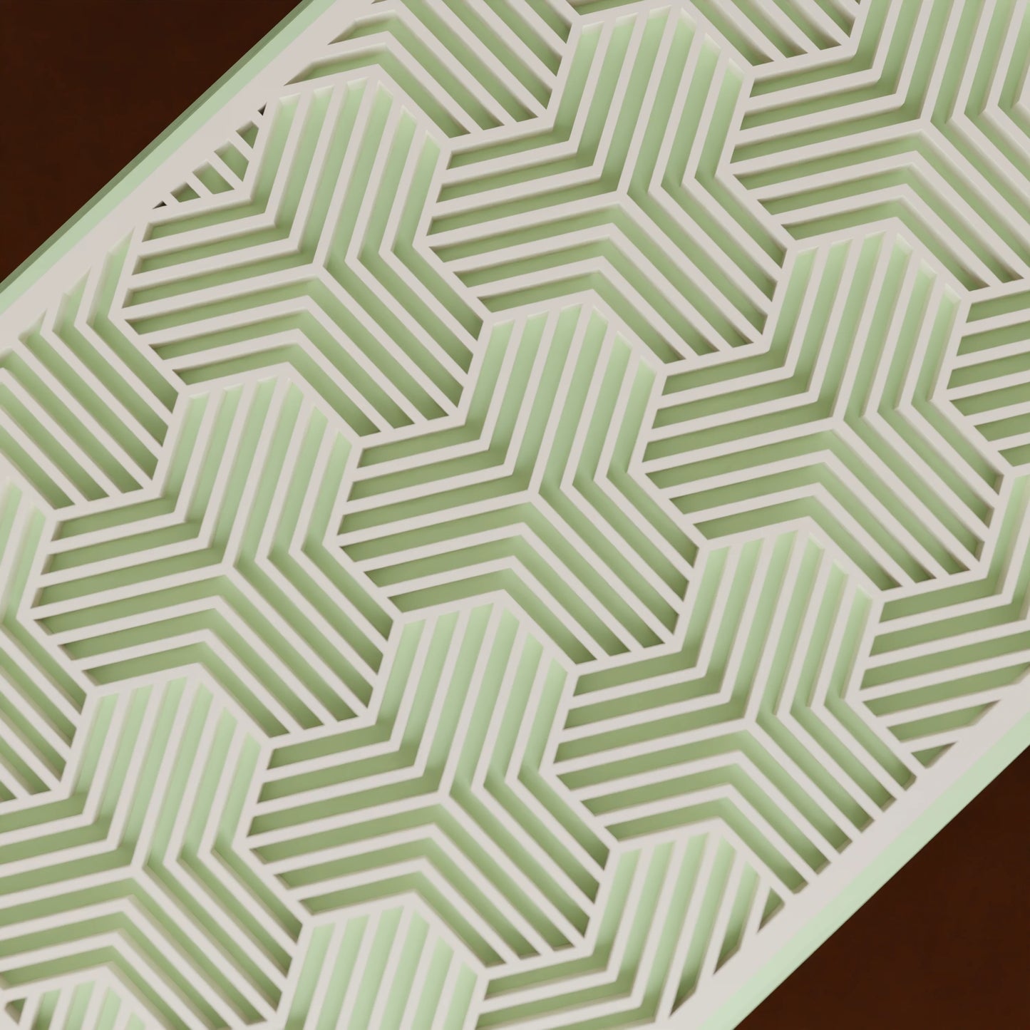Close-up of pattern of elegant gift box Triangle, Small - 15x10x8, in color Mint