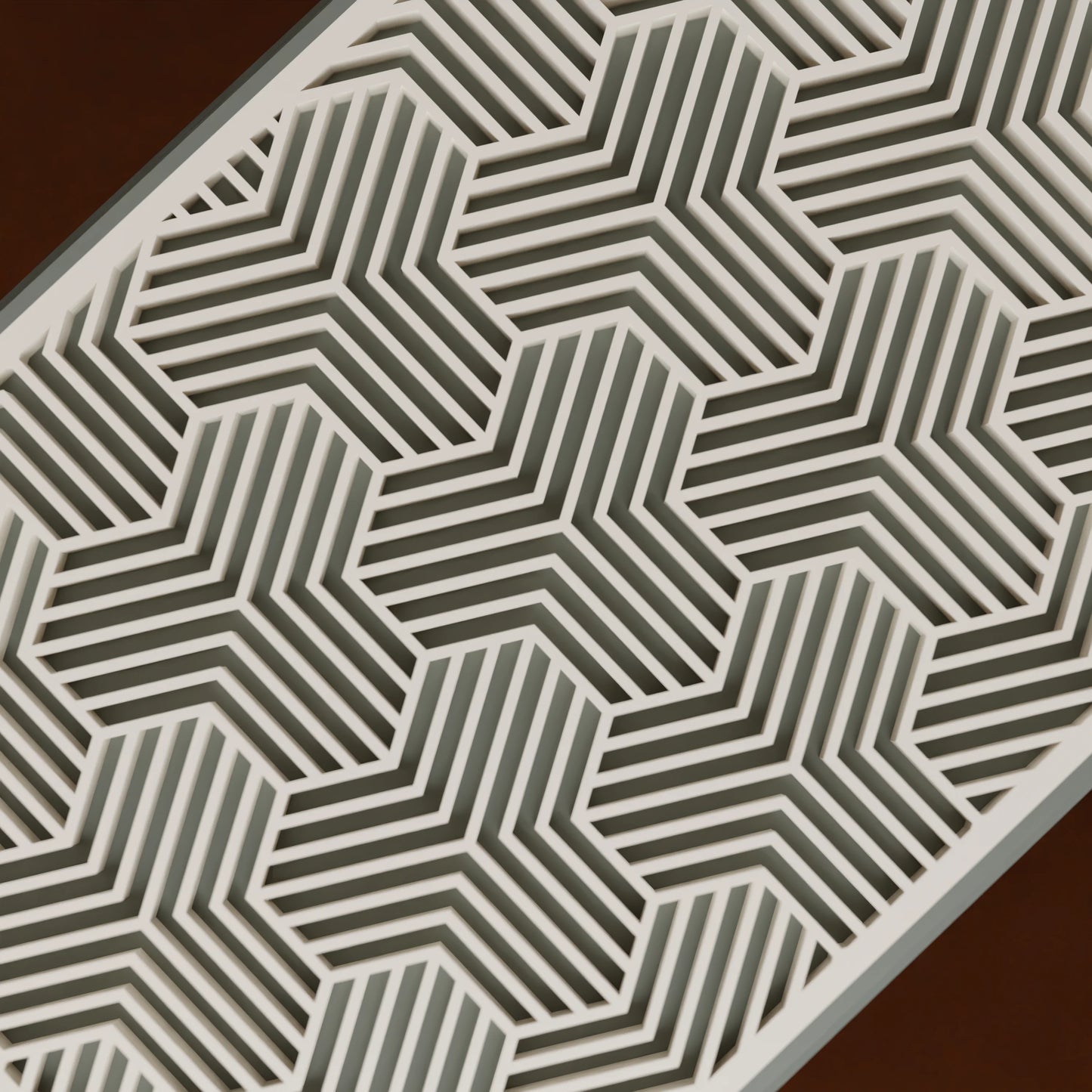 Close-up of pattern of elegant gift box Triangle, Small - 15x10x8, in color Muted Green