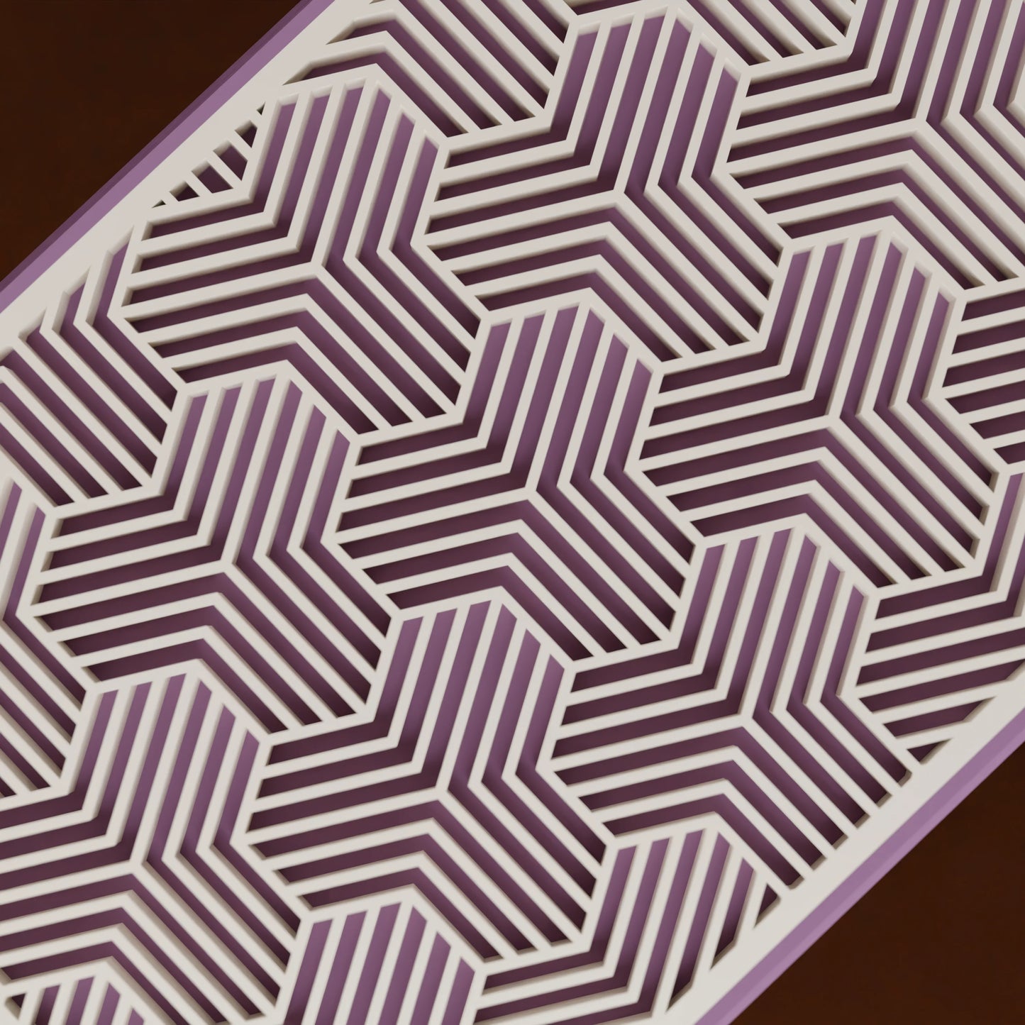 Close-up of pattern of elegant gift box Triangle, Small - 15x10x8, in color Muted Purple