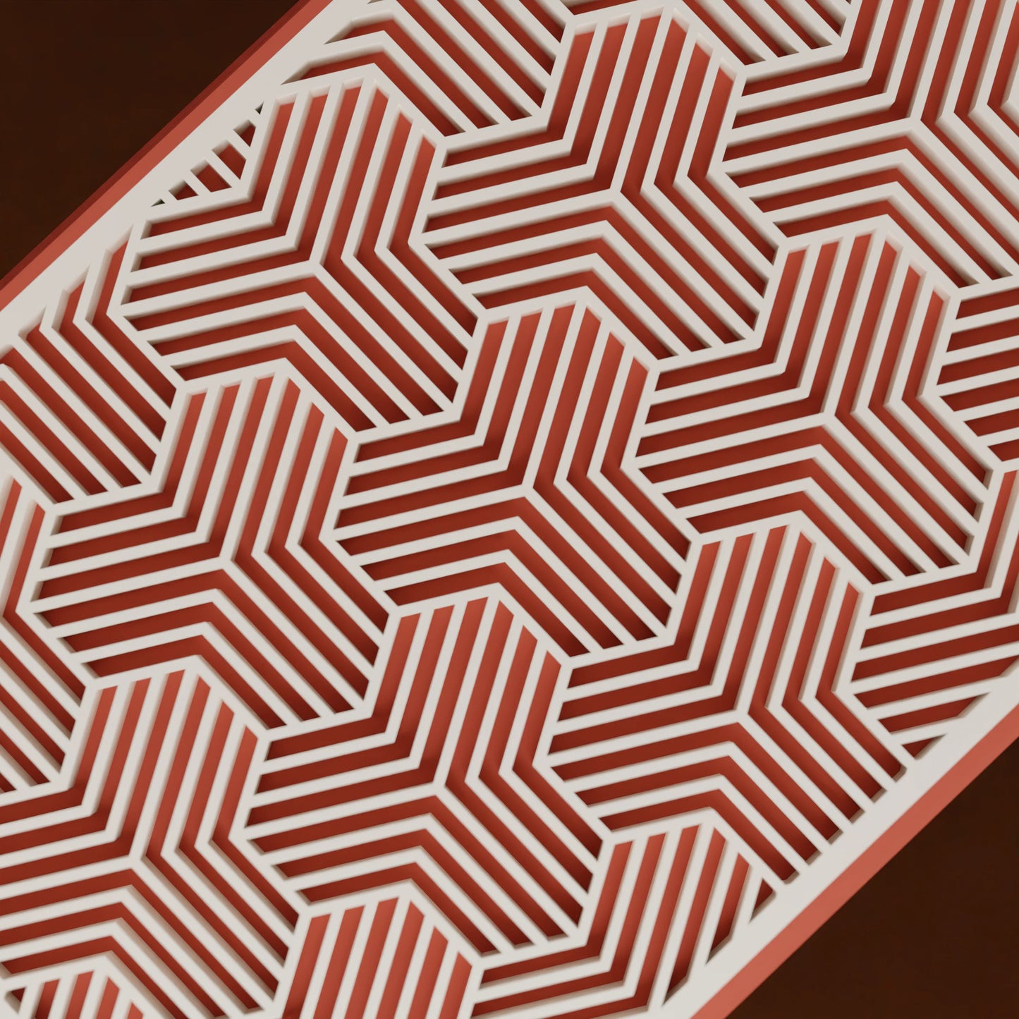 Close-up of pattern of elegant gift box Triangle, Small - 15x10x8, in color Matt Red