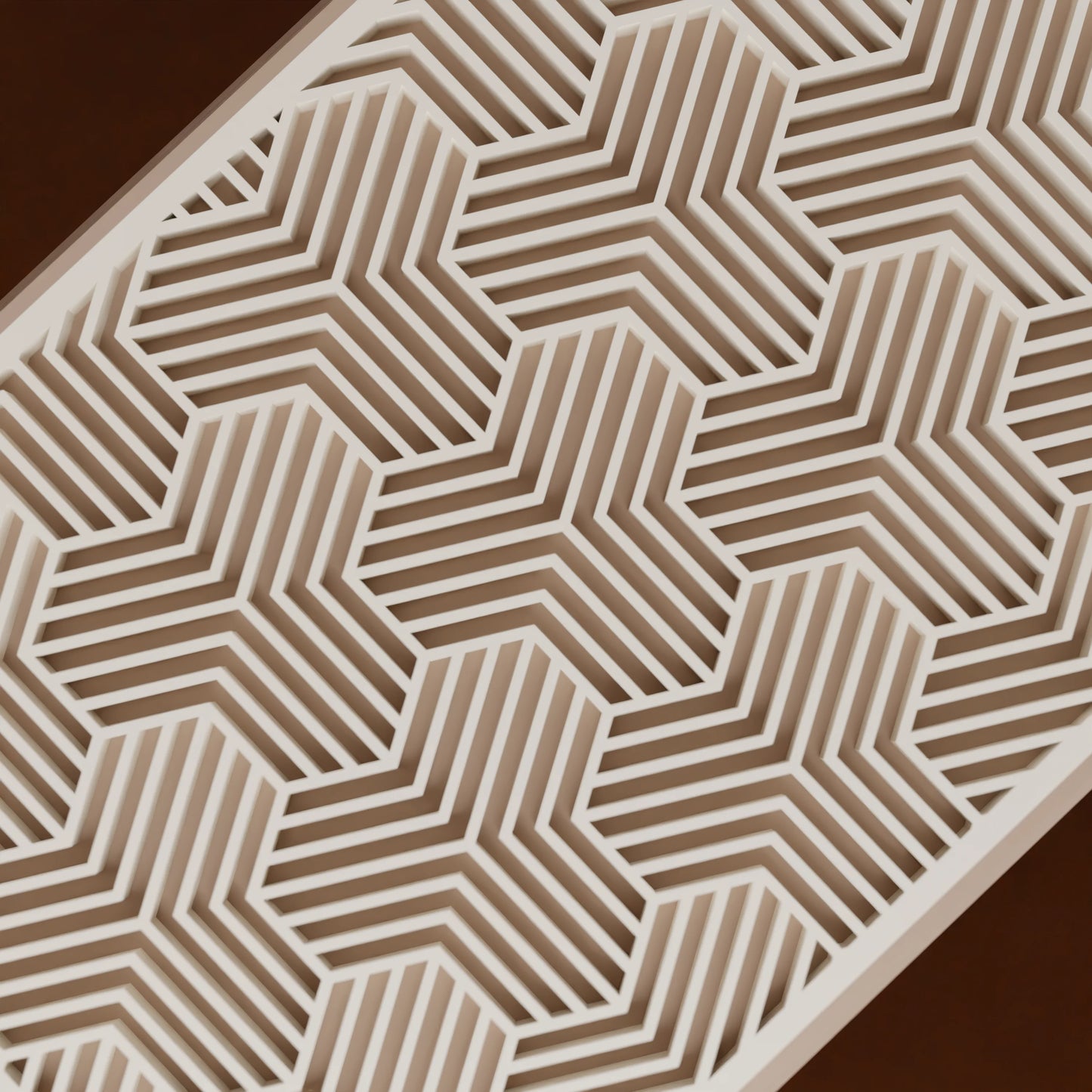 Close-up of pattern of elegant gift box Triangle, Small - 15x10x8, in color Peanut