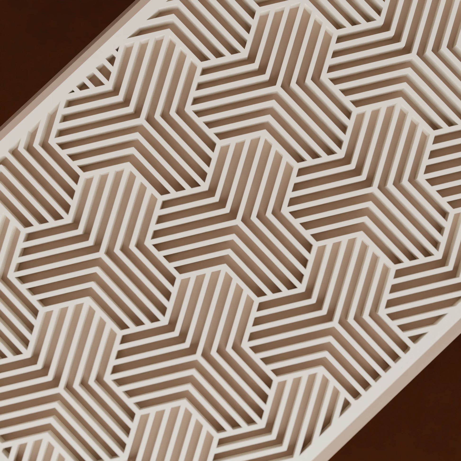 Nahaufnahme von Muster von eleganter Geschenkbox Triangle, Klein - 15x10x8, in Farbe Erdnuss