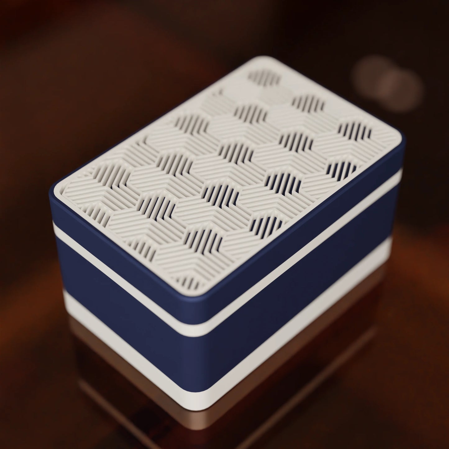 Elegant gift box Triangle with modern pattern, from above, Small - 15x10x8, in color Army Dark Blue