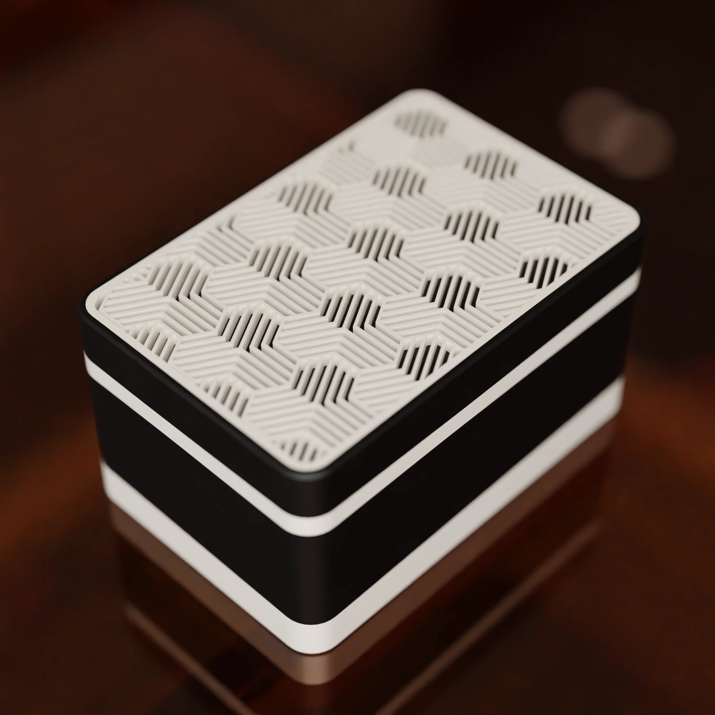 Elegant gift box Triangle with modern pattern, from above, Small - 15x10x8, in color Charcoal Black