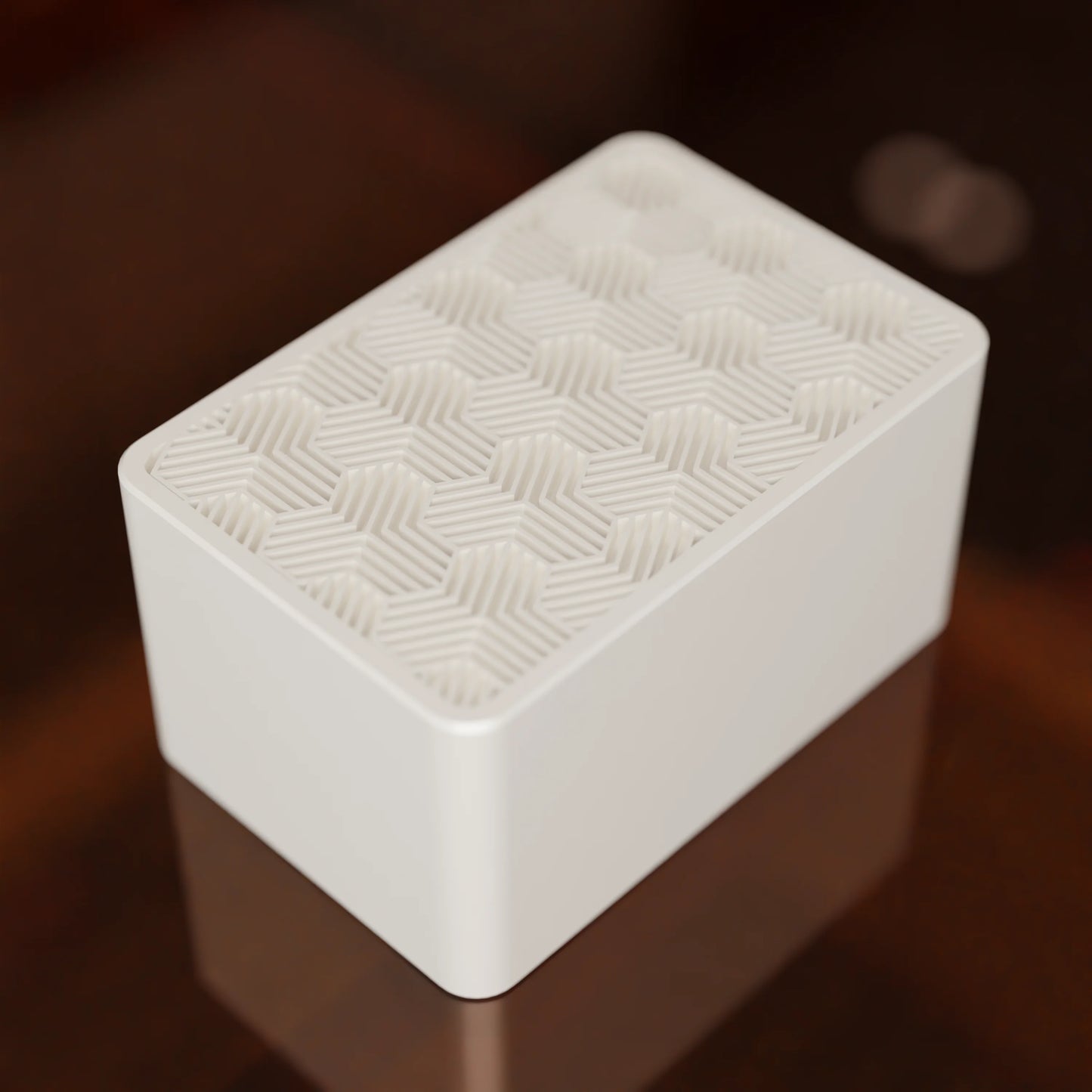 Elegant gift box Triangle with modern pattern, from above, Small - 15x10x8, in color Cotton White