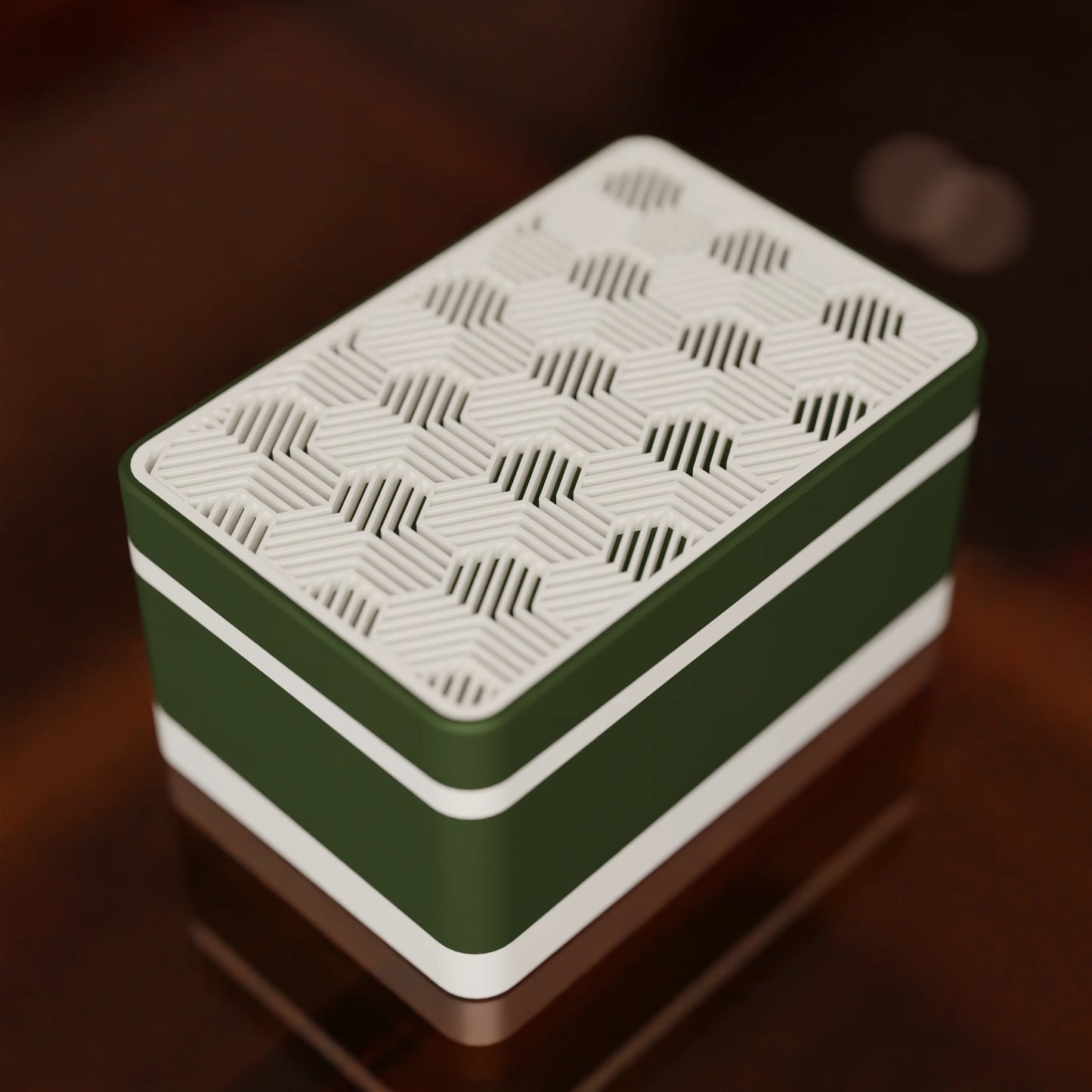 Elegant gift box Triangle with modern pattern, from above, Small - 15x10x8, in color Army Dark Green