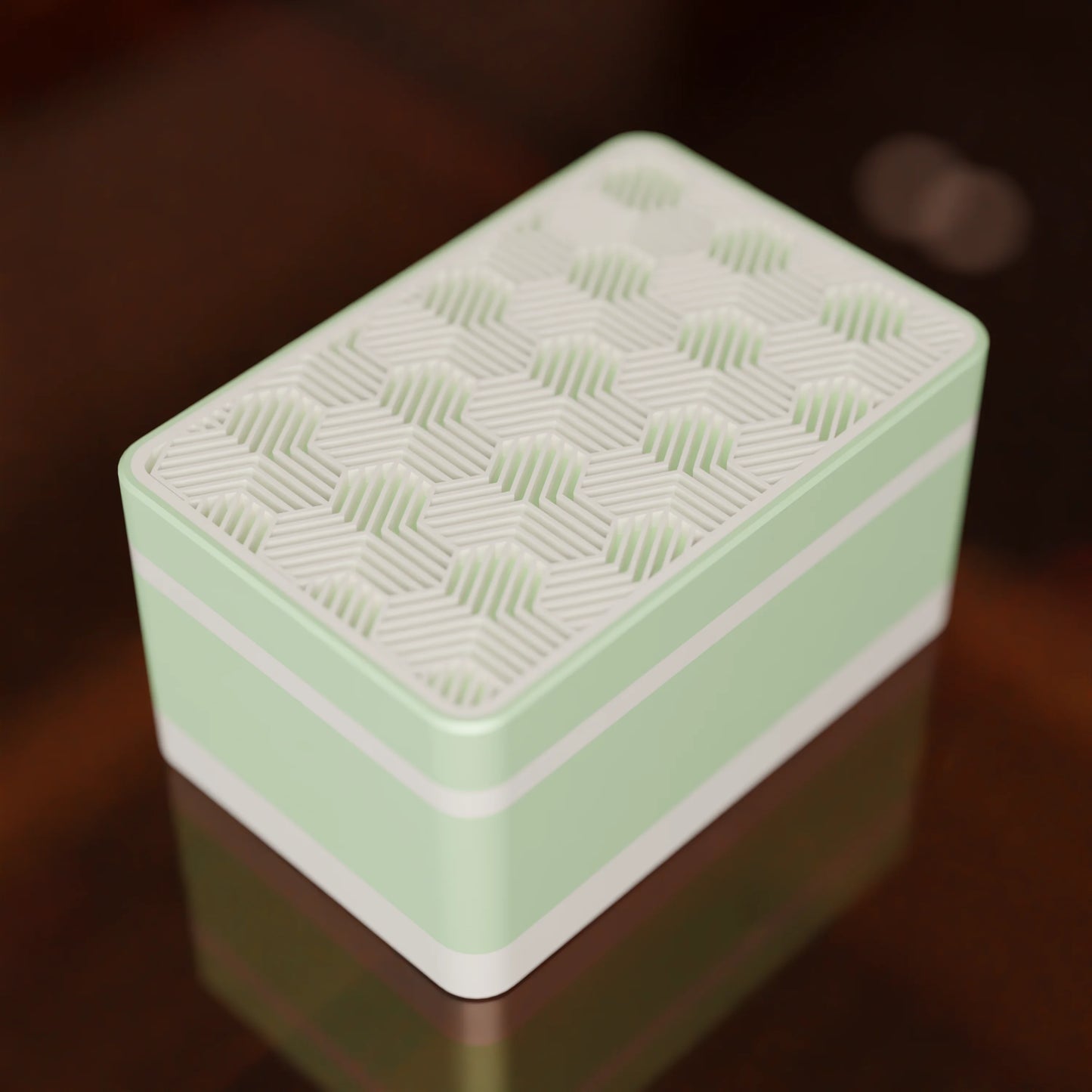 Elegant gift box Triangle with modern pattern, from above, Small - 15x10x8, in color Mint