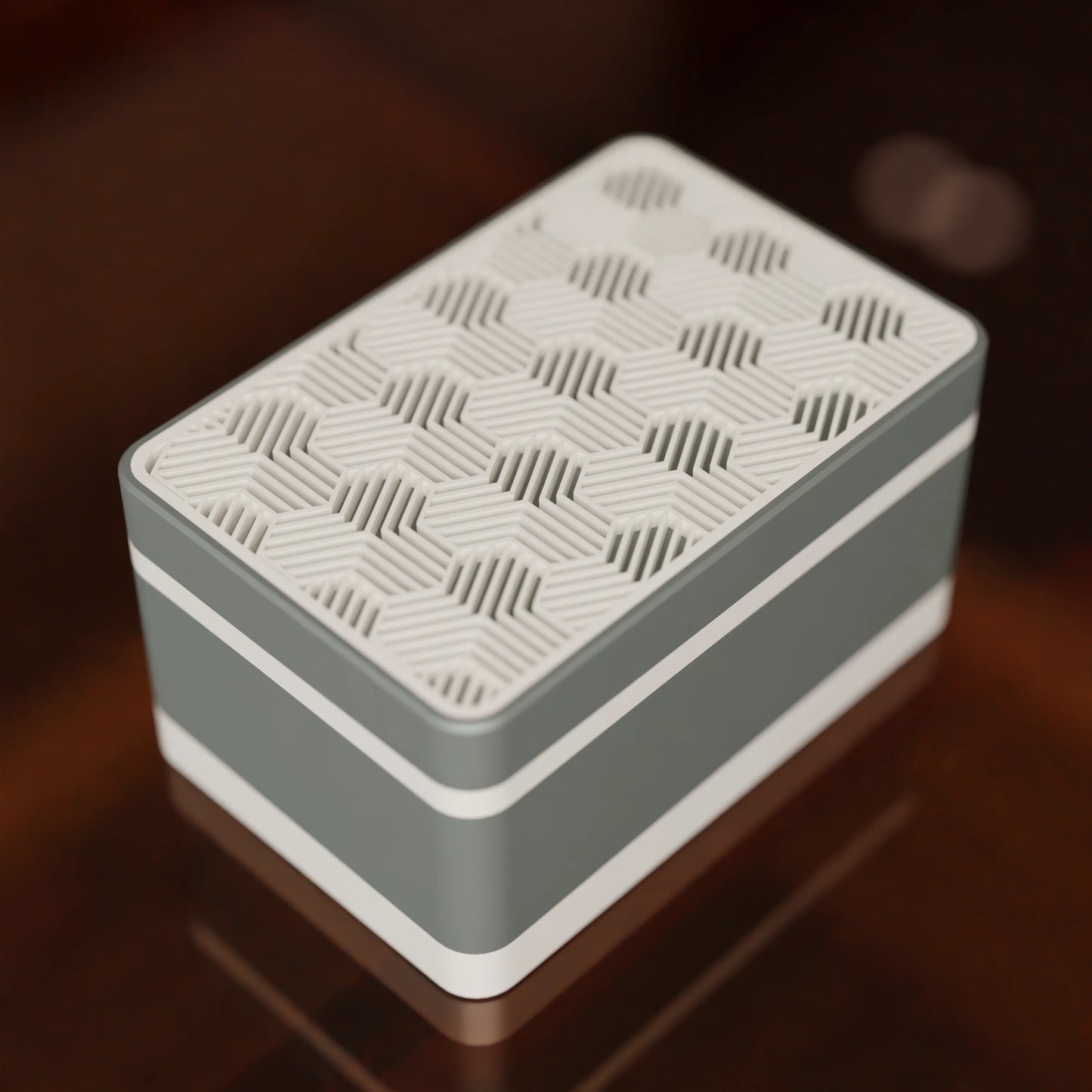 Elegant gift box Triangle with modern pattern, from above, Small - 15x10x8, in color Muted Green