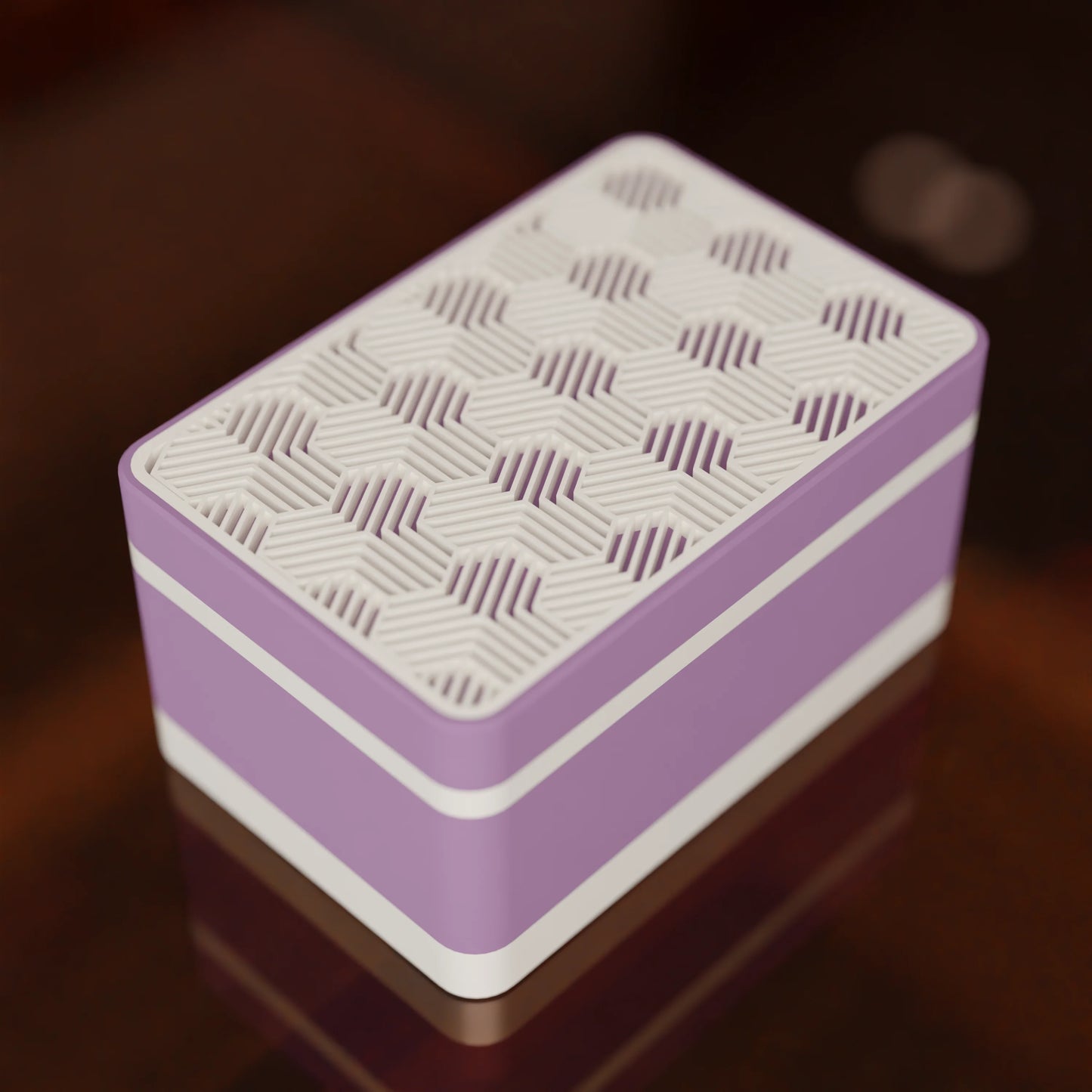Elegant gift box Triangle with modern pattern, from above, Small - 15x10x8, in color Muted Purple