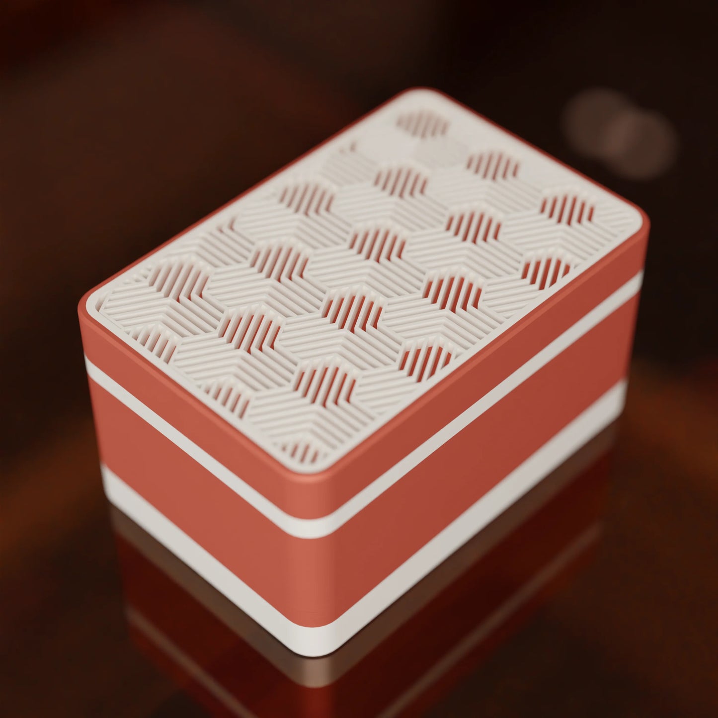 Elegant gift box Triangle with modern pattern, from above, Small - 15x10x8, in color Matt Red