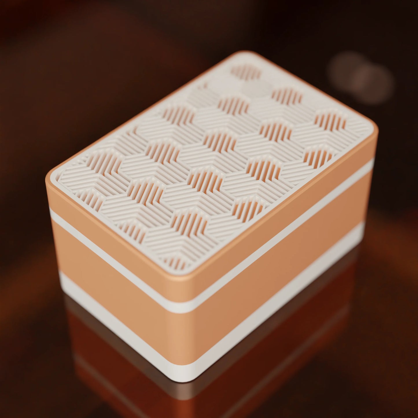 Elegant gift box Triangle with modern pattern, from above, Small - 15x10x8, in color Peach
