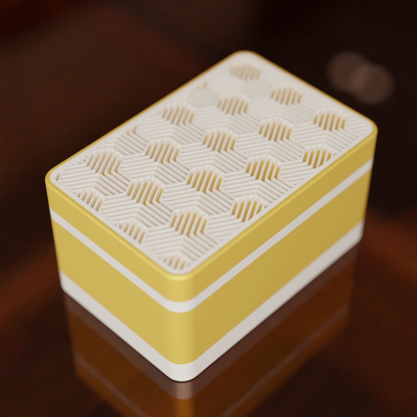 Elegant gift box Triangle with modern pattern, from above, Small - 15x10x8, in color Savannah Yellow