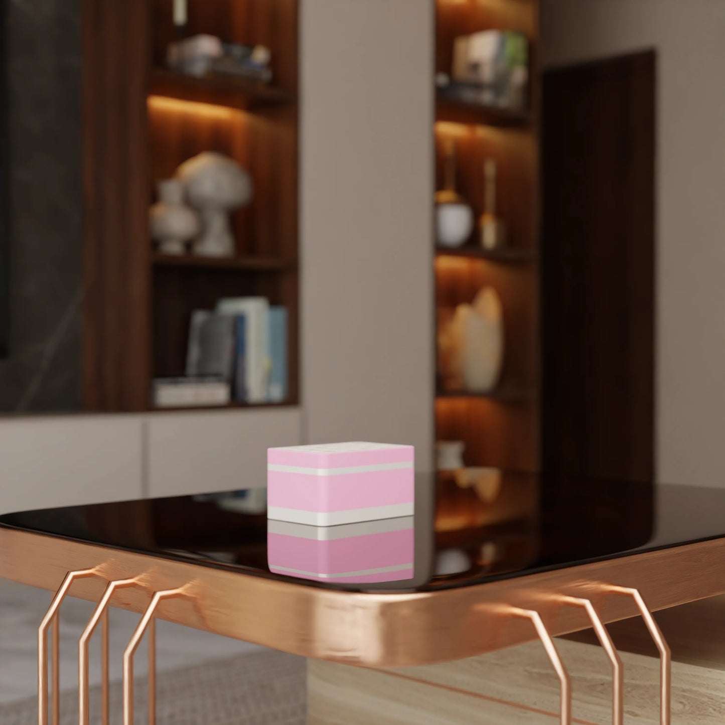 Elegant gift box Triangle with modern pattern on a table, Small - 15x10x8, in color Candy