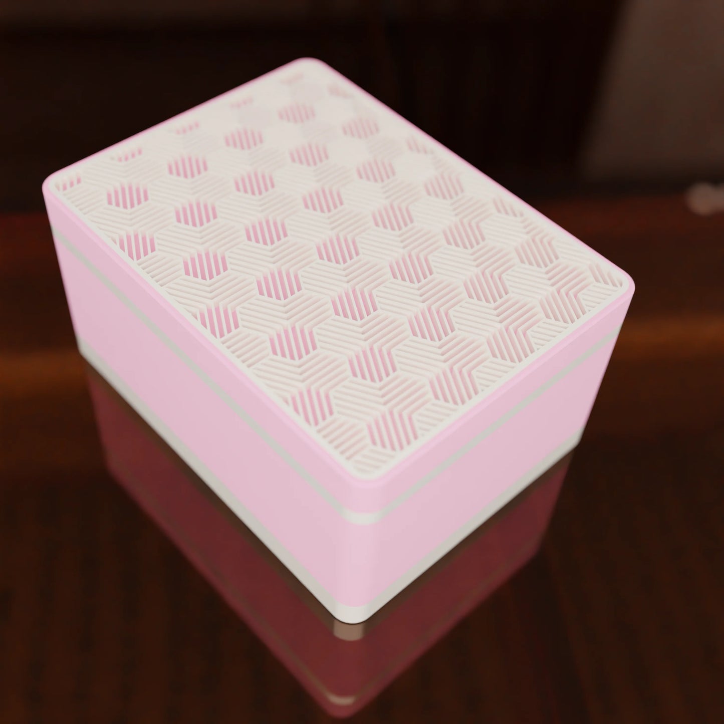 Elegant gift box Triangle with modern pattern, from above, Medium - 20x15x10, in color Candy