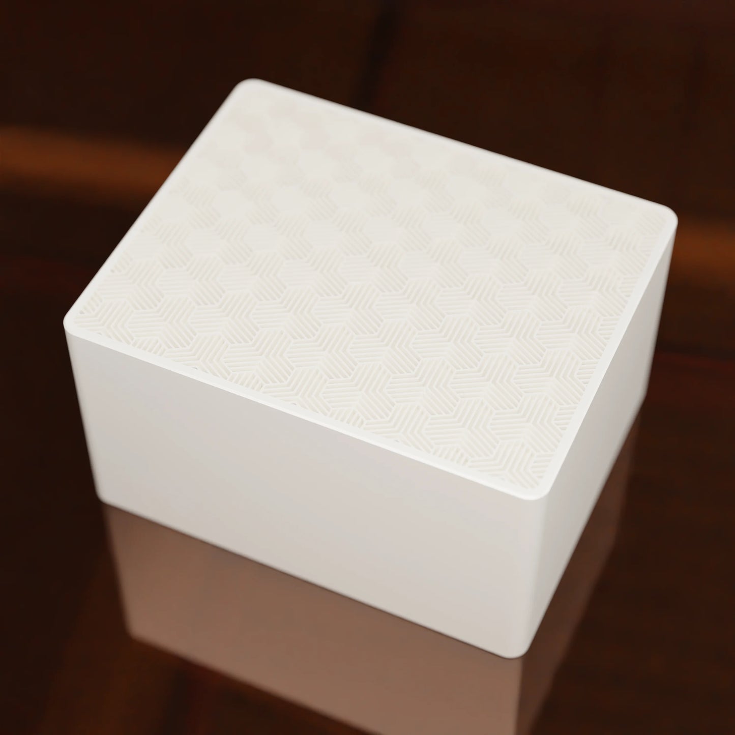 Elegant gift box Triangle with modern pattern, from above, Large - 25x20x14, in color Cotton White