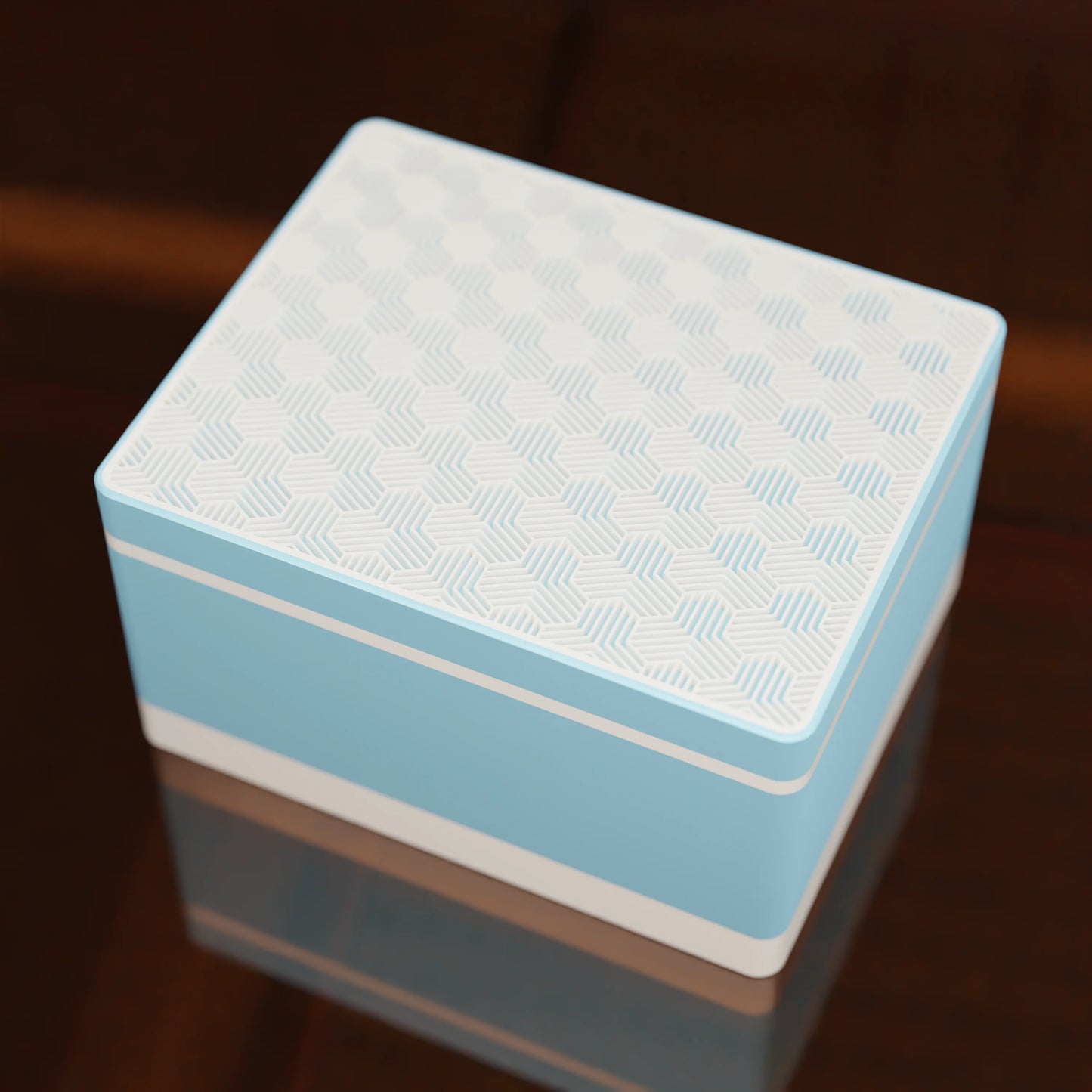 Elegant gift box Triangle with modern pattern, from above, Large - 25x20x14, in color Ice