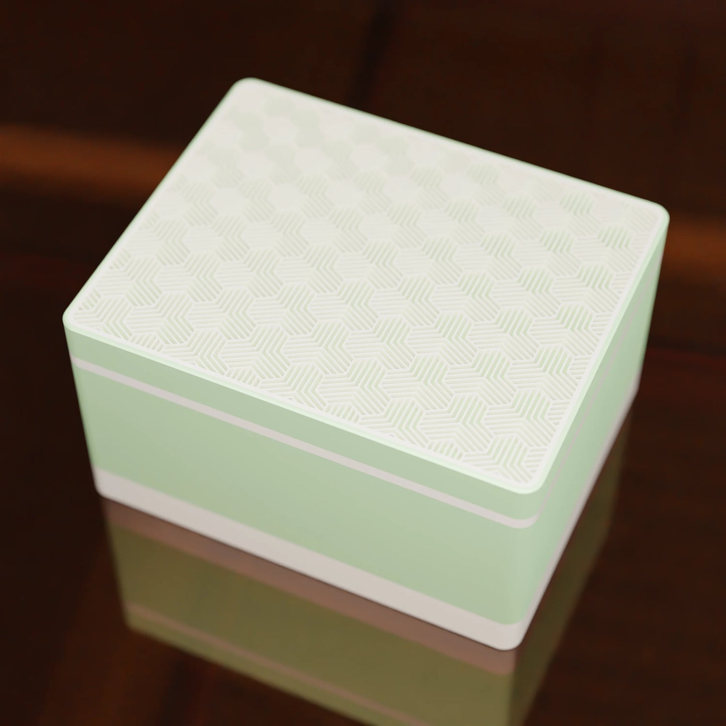 Elegant gift box Triangle with modern pattern, from above, Large - 25x20x14, in color Mint