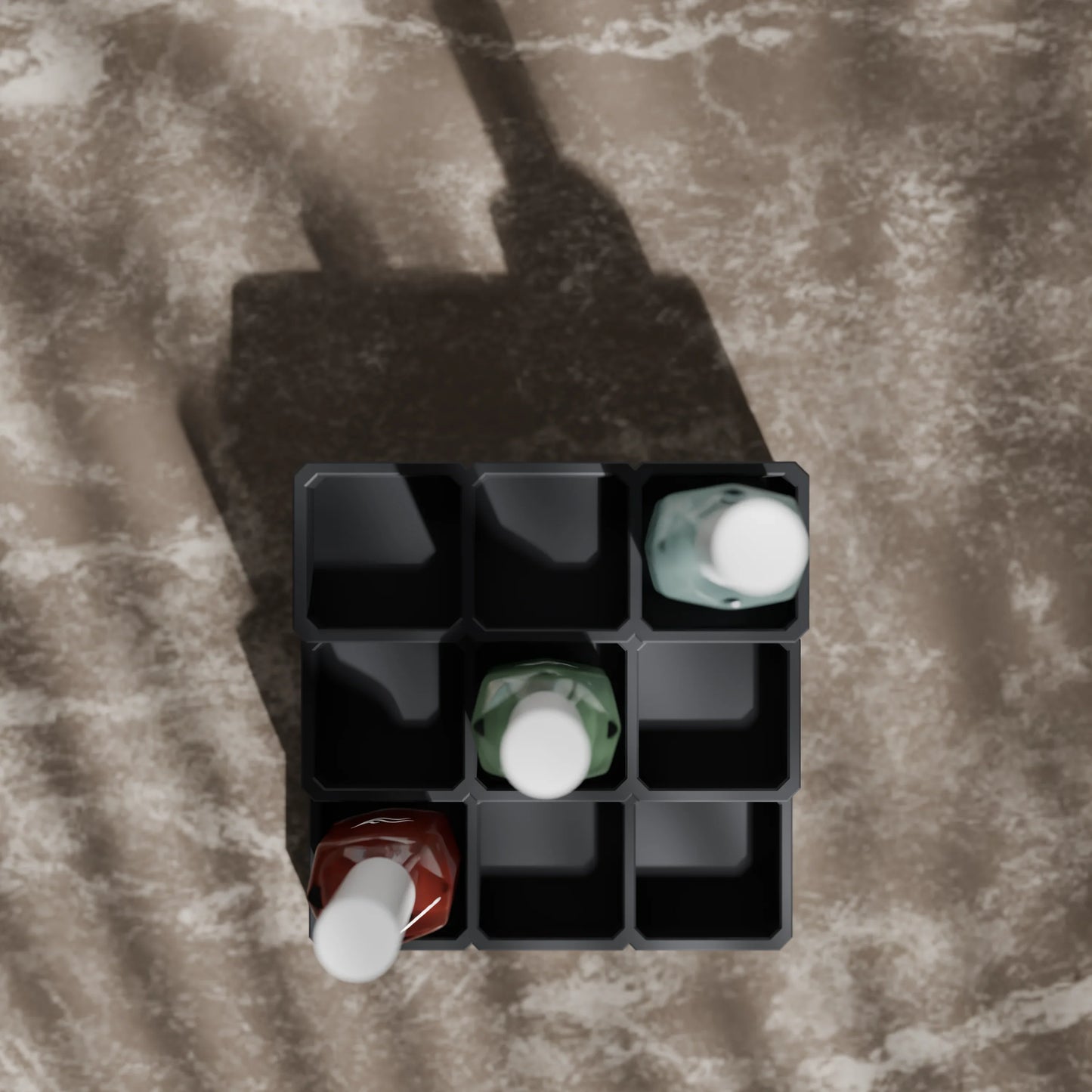 LackLounge, a nail polish stand from above - 3 x 3 - Ash Grey