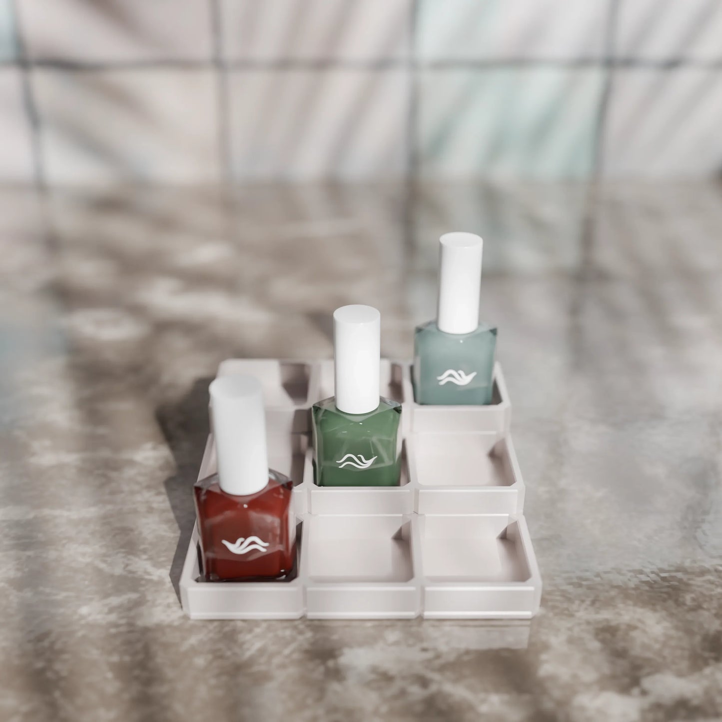 LackLounge, a nail polish stand - 3 x 3 - Muted White