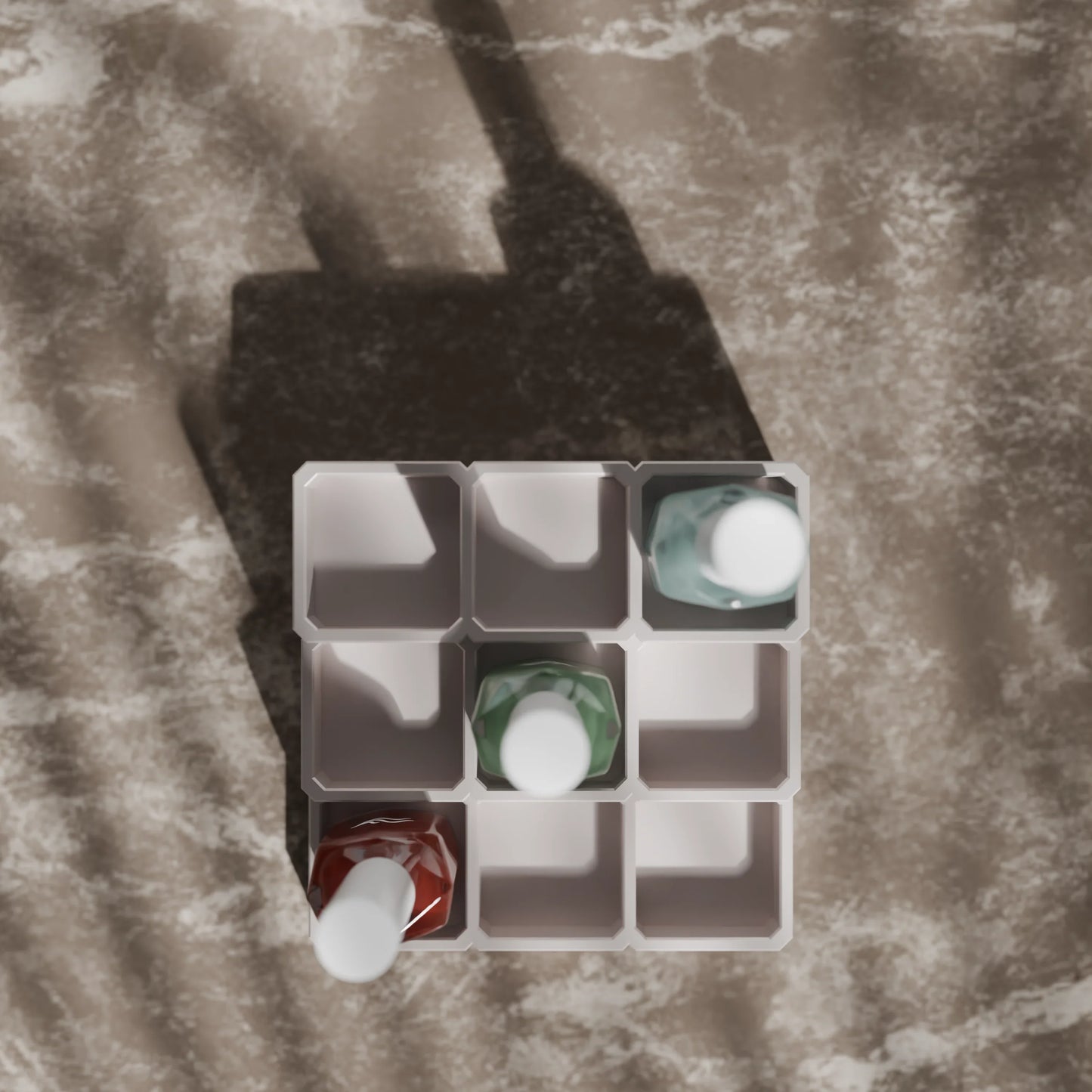 LackLounge, a nail polish stand from above - 3 x 3 - Muted White