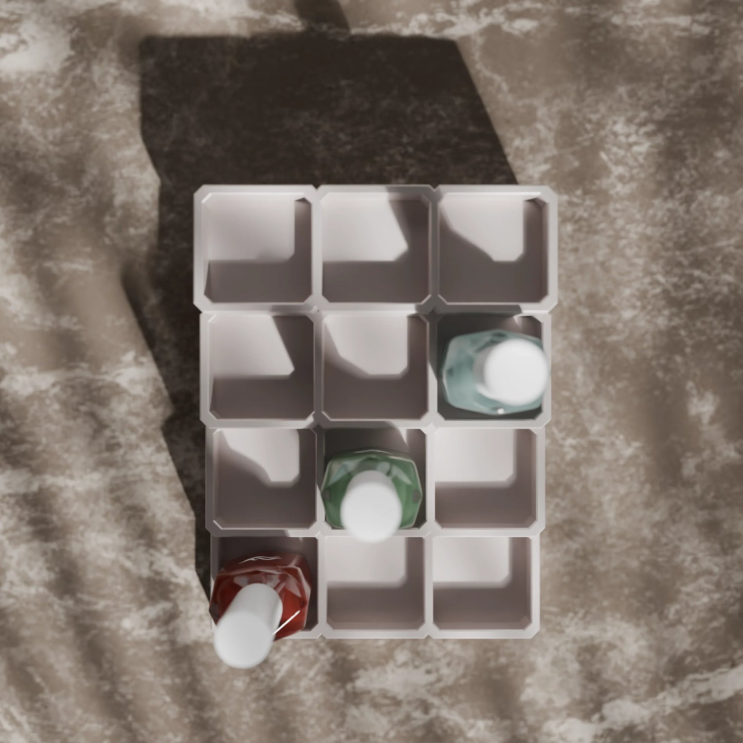 LackLounge, a nail polish stand from above - 3 x 4 - Muted White