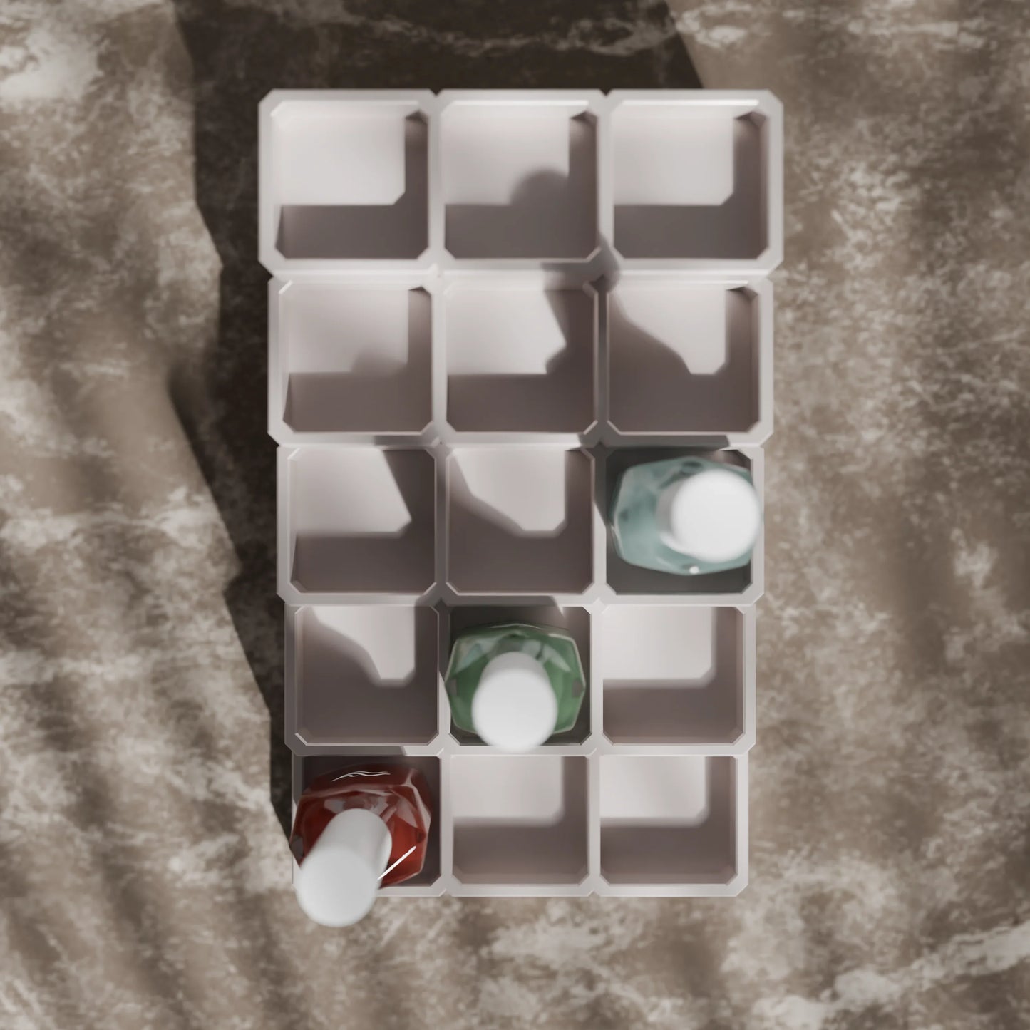 LackLounge, a nail polish stand from above - 3 x 5 - Muted White