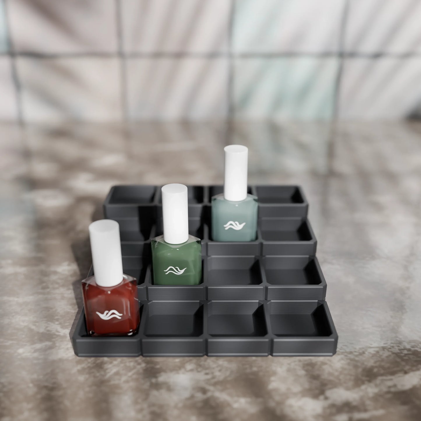 LackLounge, a nail polish stand - 4 x 4 - Ash Grey