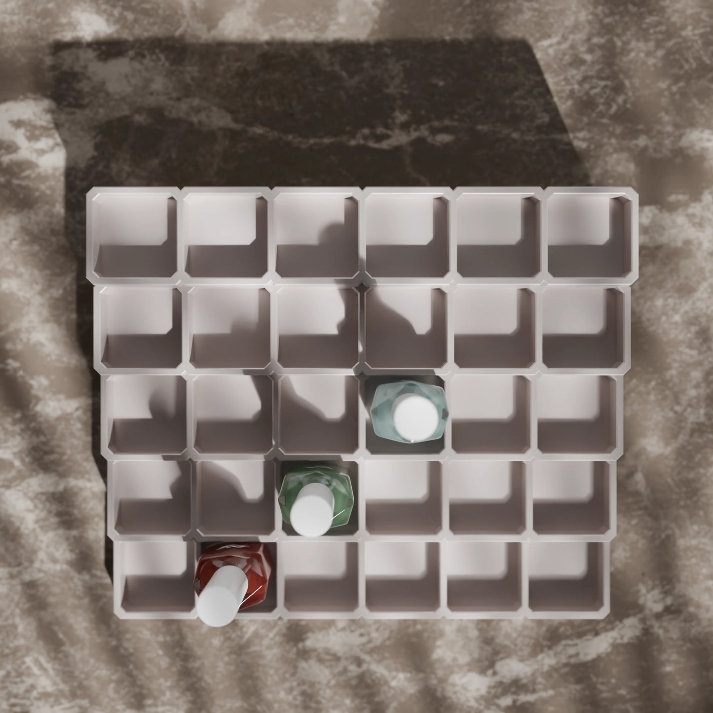 LackLounge, a nail polish stand from above - 6 x 5 - Muted White