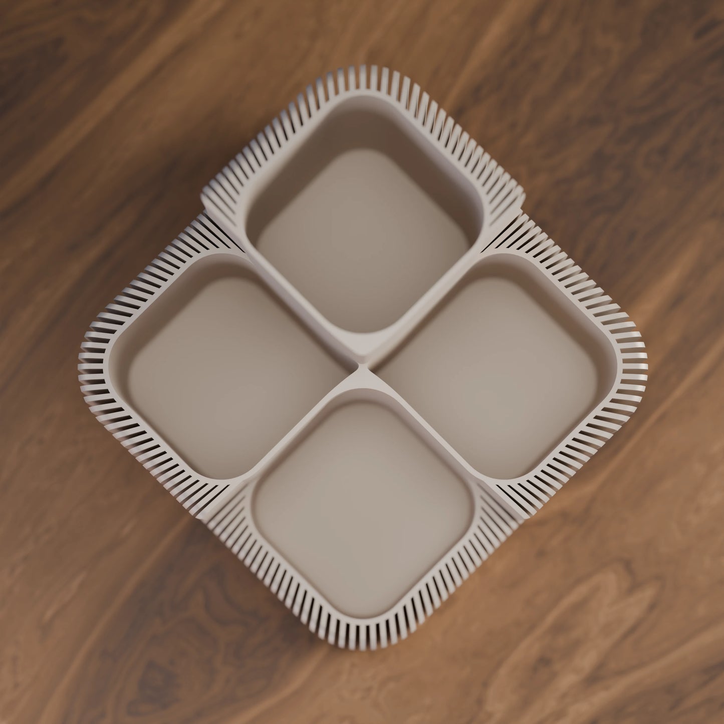 Eleganter Schreibtisch Organizer Clover von oben in der Farbe Army Beige