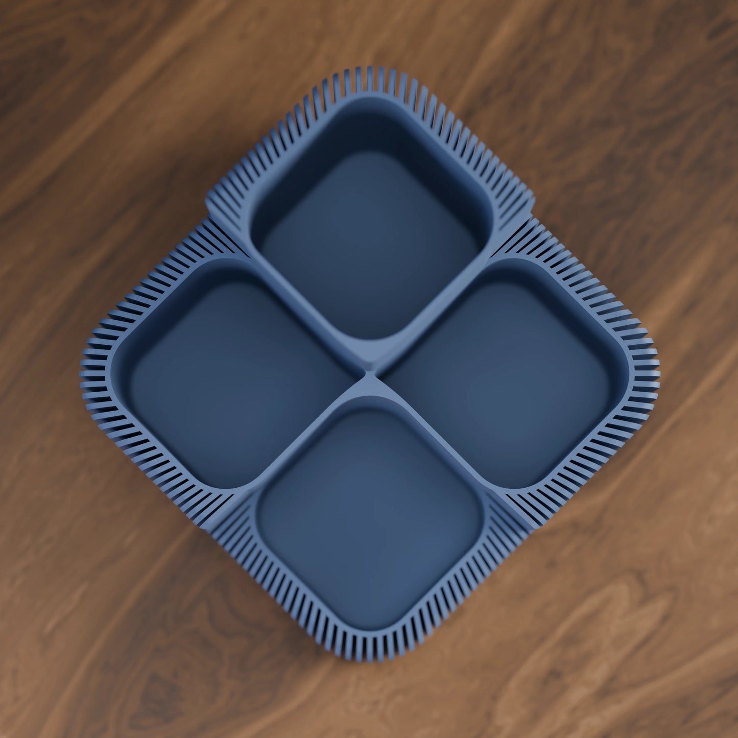 Eleganter Schreibtisch Organizer Clover von oben in der Farbe Mattes Blau