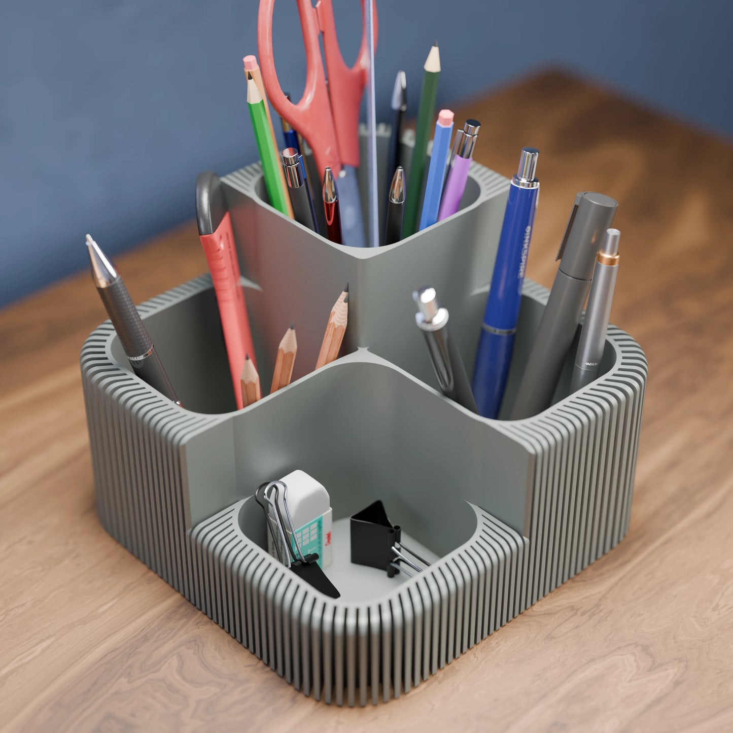 Eleganter Schreibtisch Organizer Clover mit vielen Stiften in der Farbe Mattes Grün