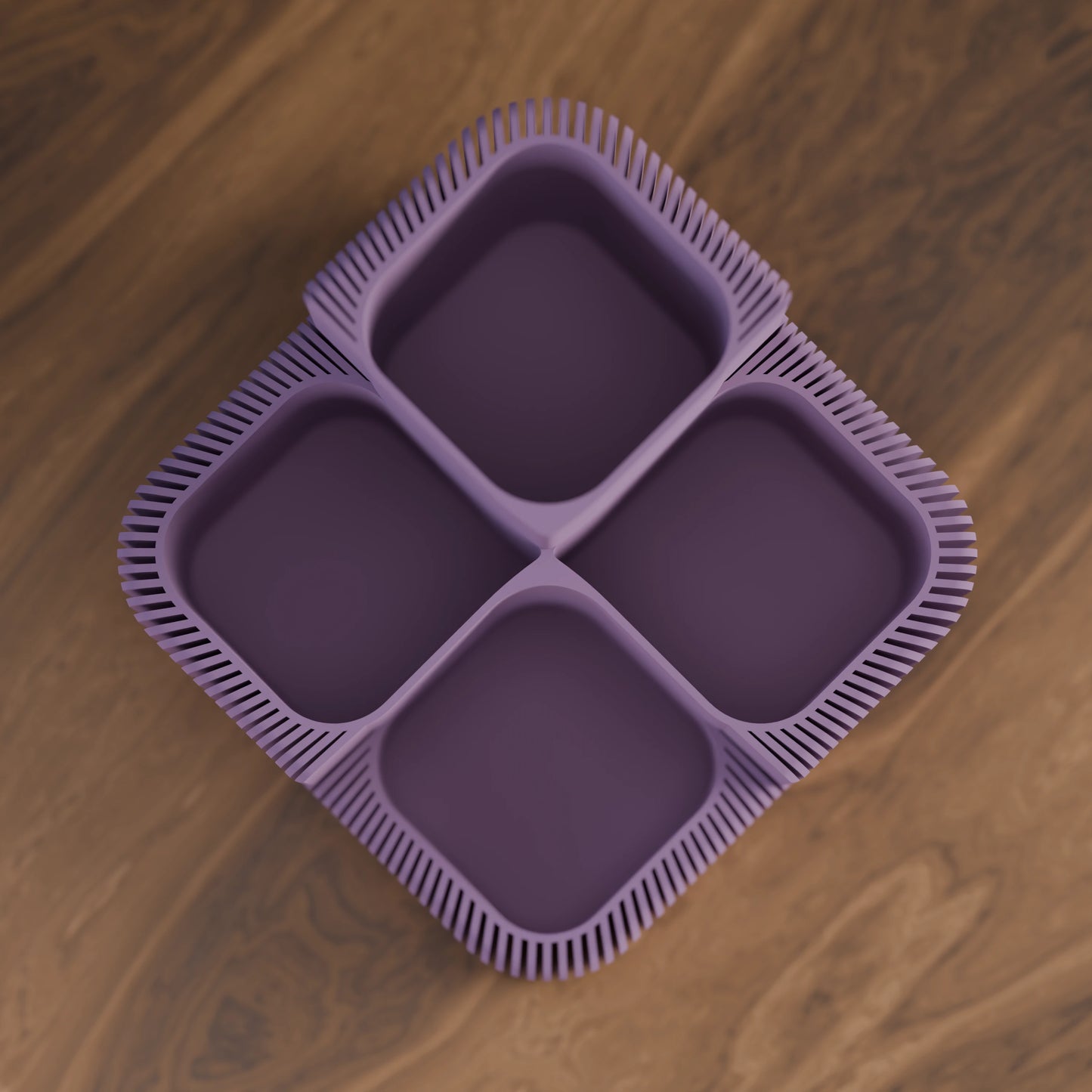 Eleganter Schreibtisch Organizer Clover von oben in der Farbe Mattes Violett