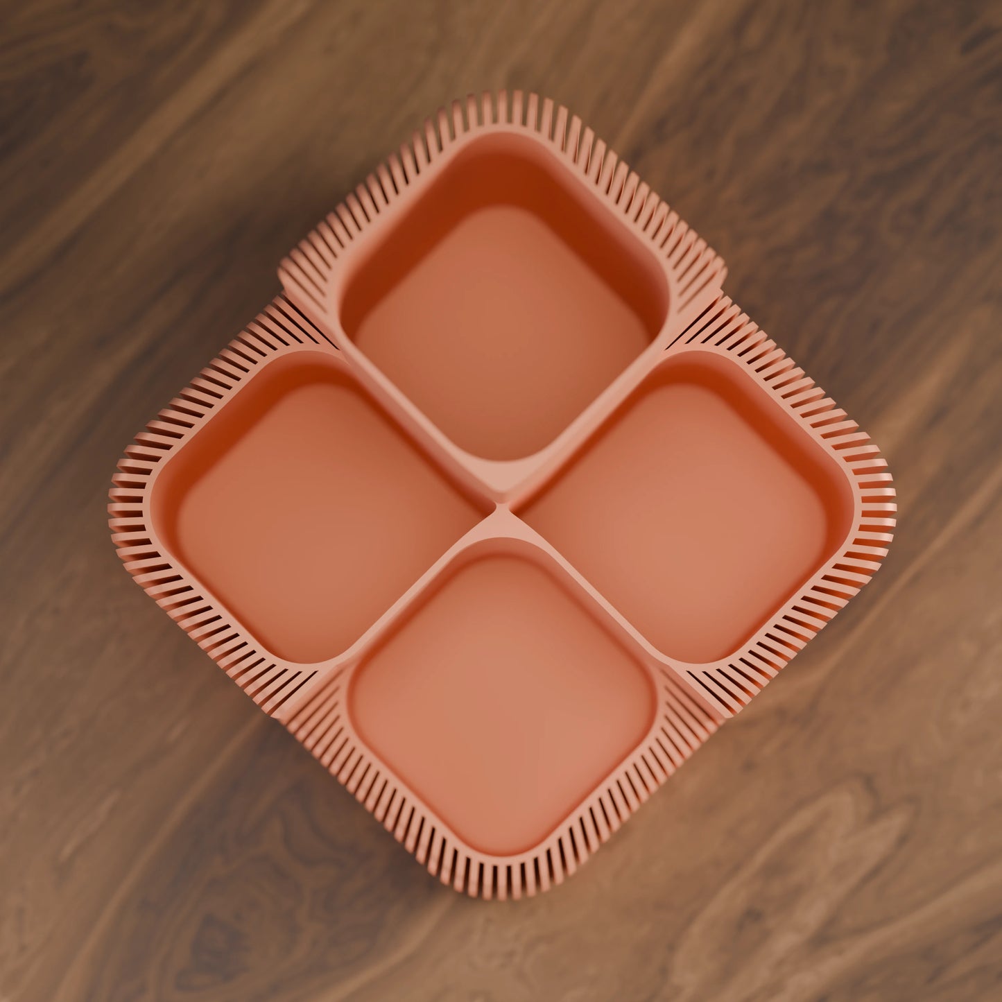 Eleganter Schreibtisch Organizer Clover von oben in der Farbe Pfirsich