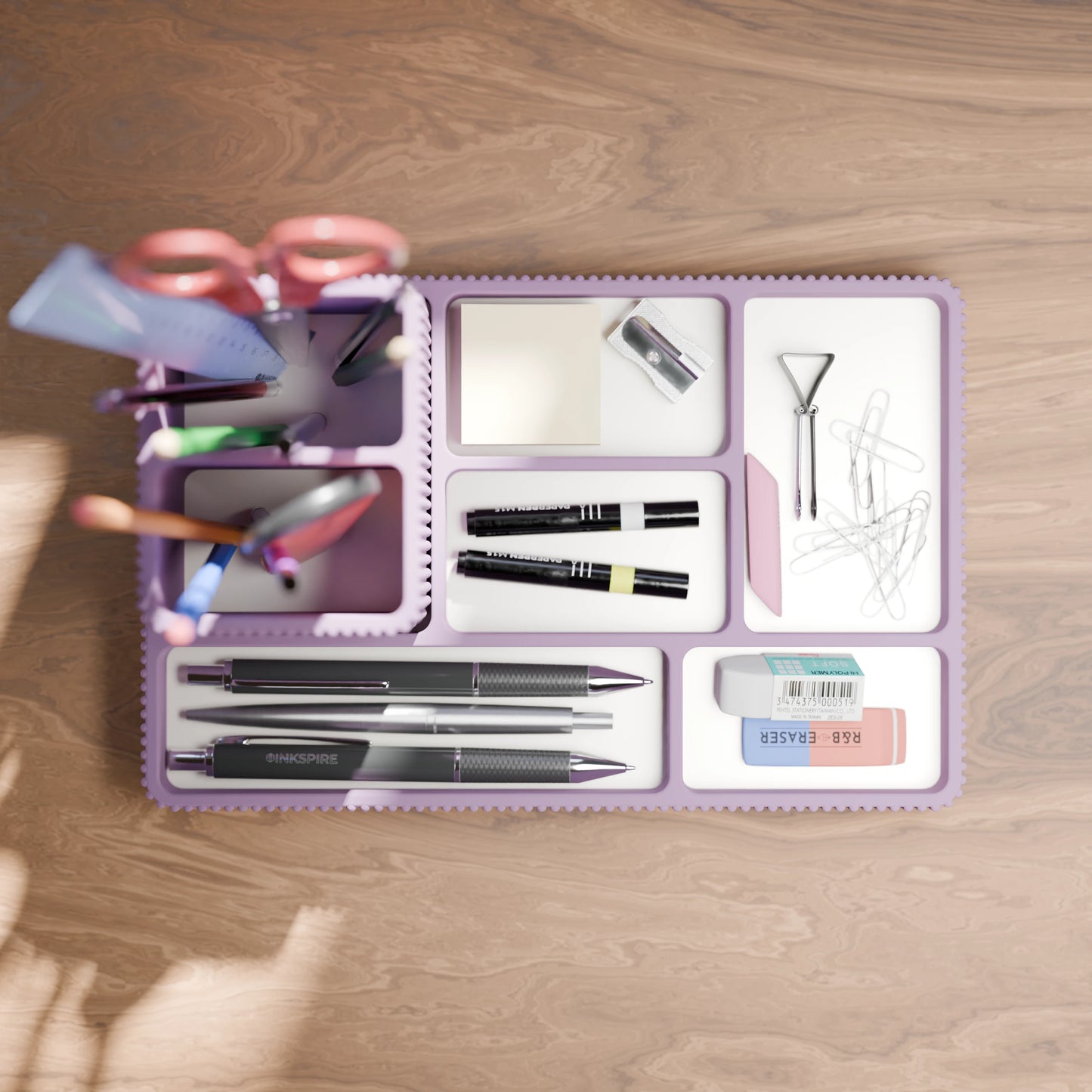 Praktischer Schreibtisch Organizer Doric von oben in der Farbe Mattes Violett