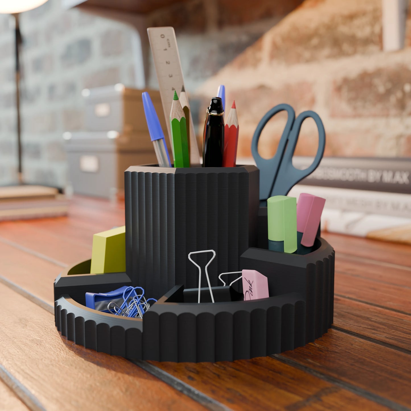 Practical desk organizer Harmonix with pens in color Ash Grey