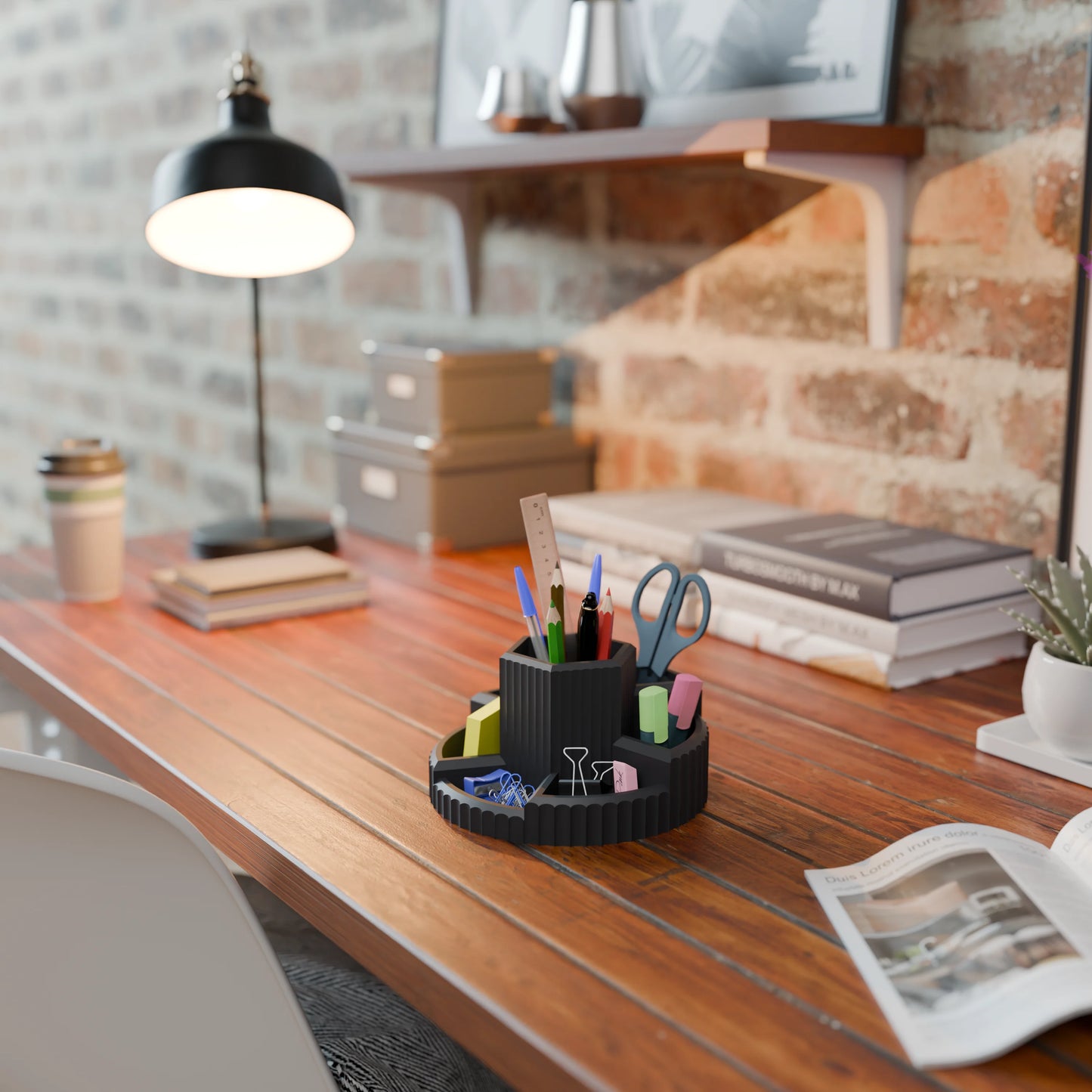 Practical desk organizer Harmonix on a desk in color Ash Grey