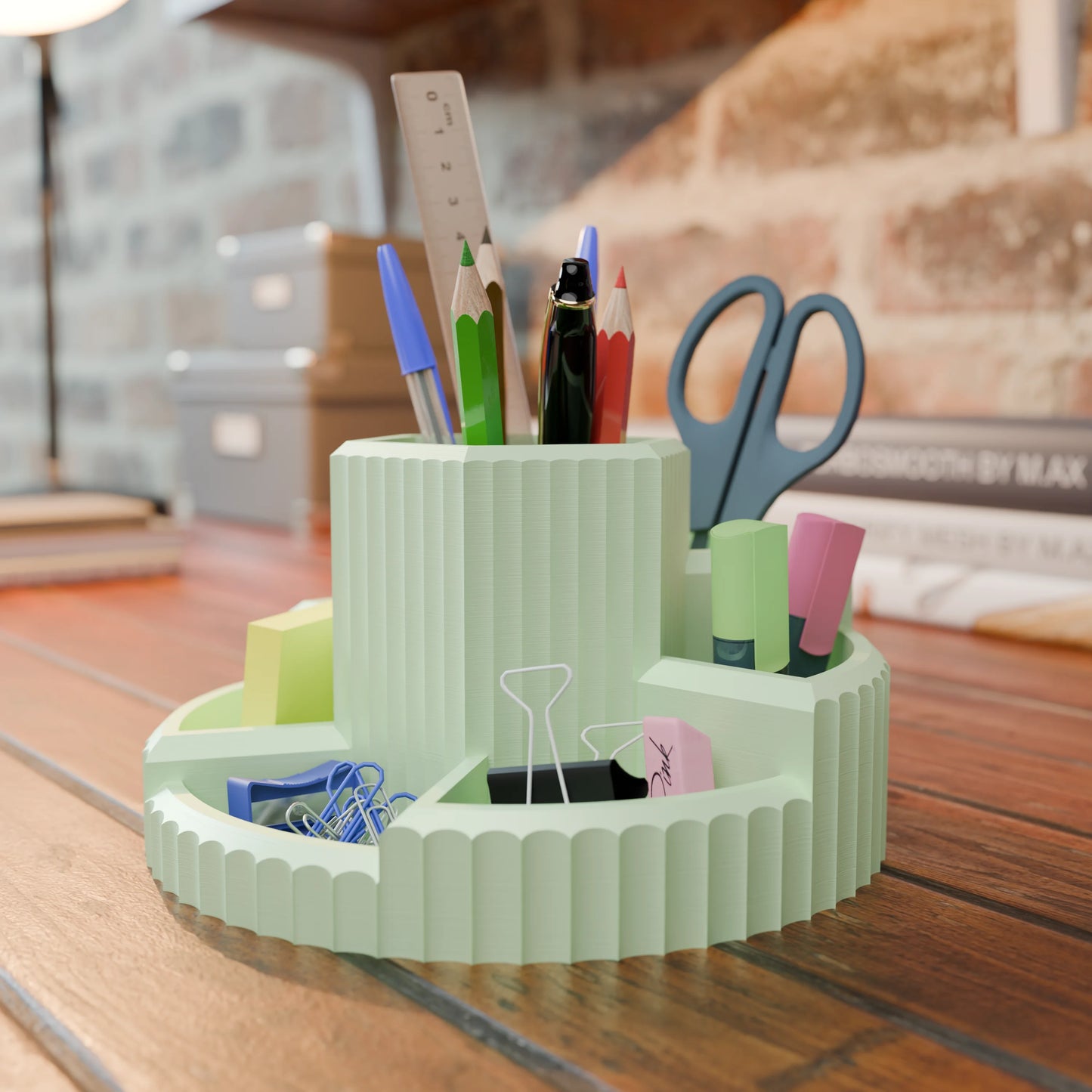 Practical desk organizer Harmonix with pens in color Mint