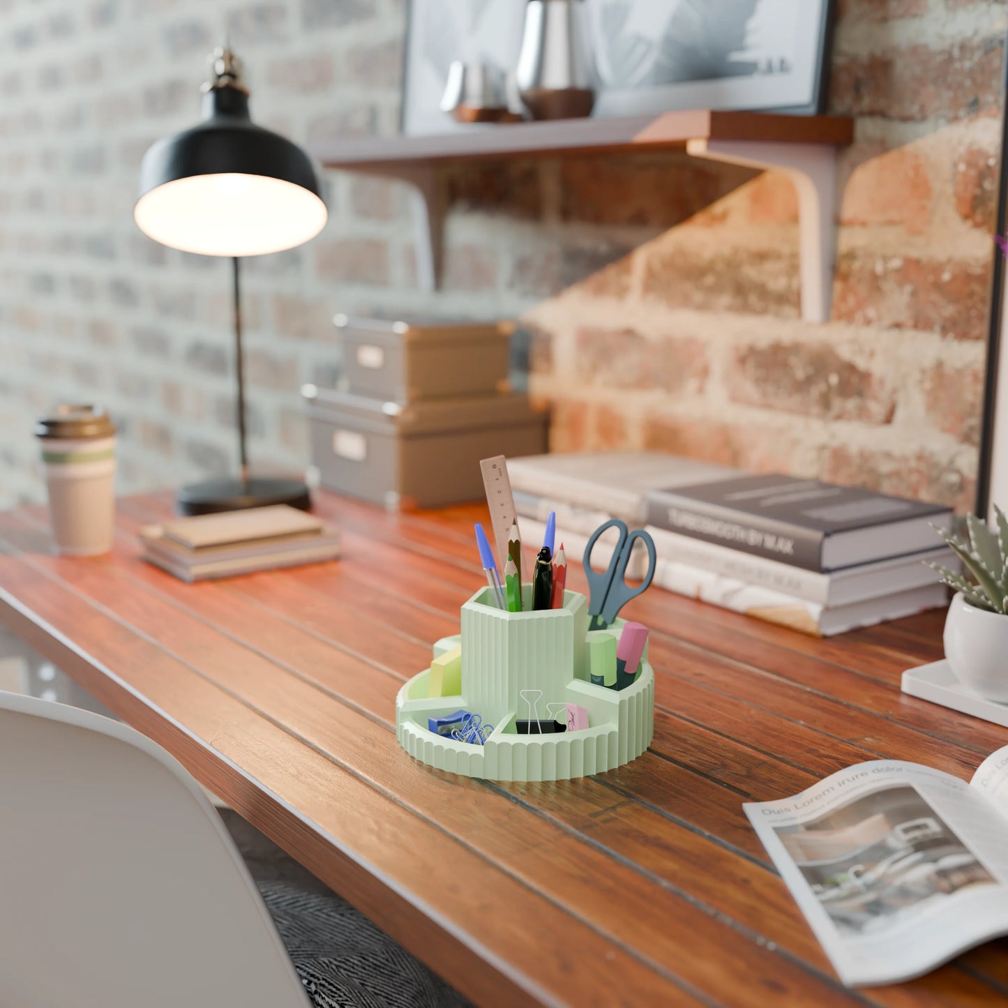 Practical desk organizer Harmonix on a desk in color Mint
