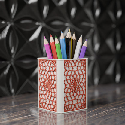 Stifthalter Arabe mit arabischem Design und Stiften von der Seite- Mattes Rot