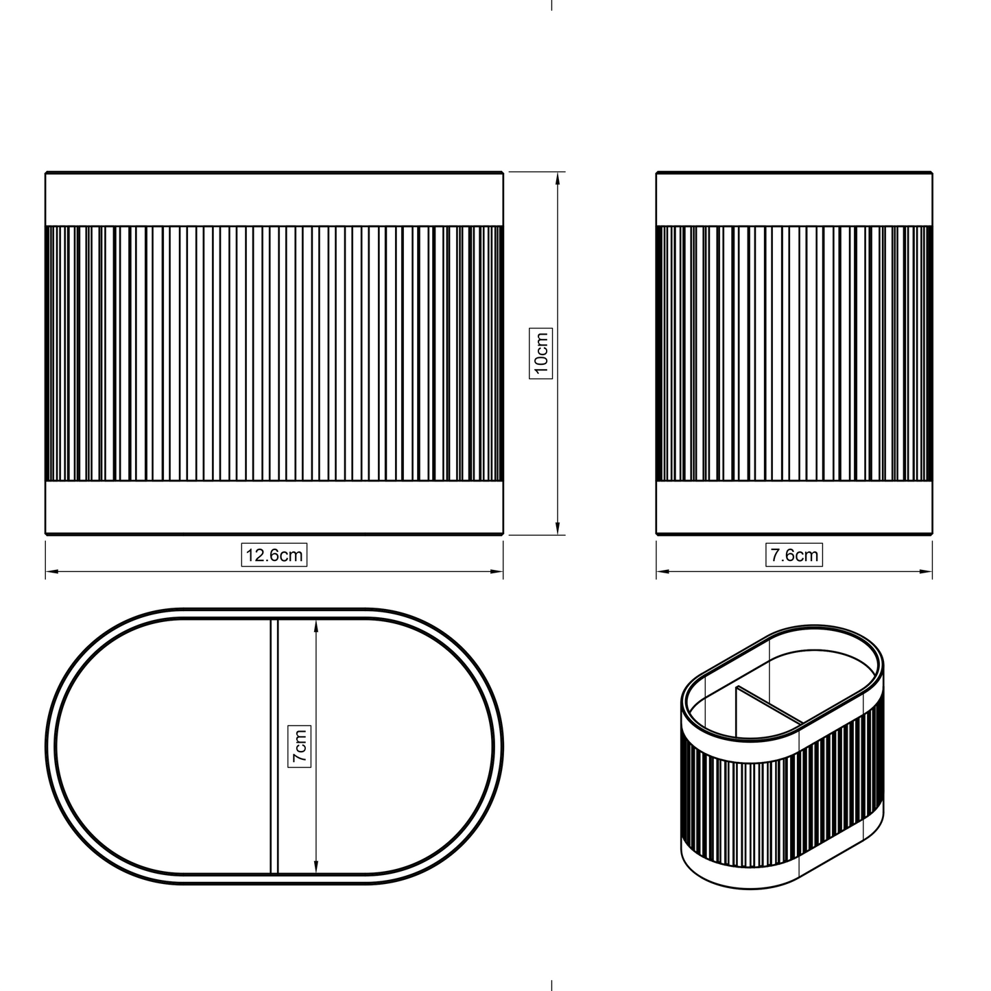 Pillenförmiger Stifthalter "Ribbed Pill" – Farbige Ordnung mit Stil