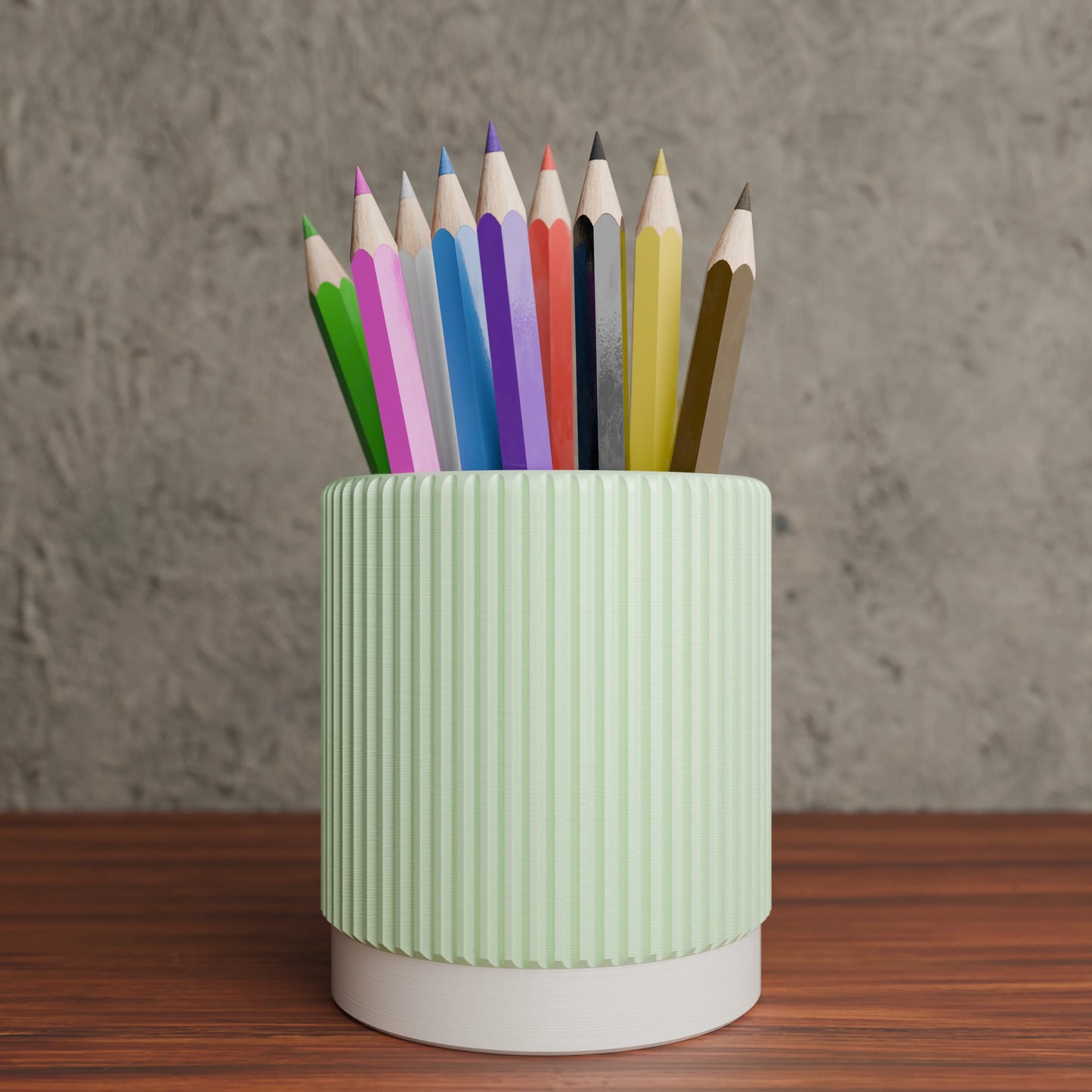 Stria pen holder with pens in colour Mint