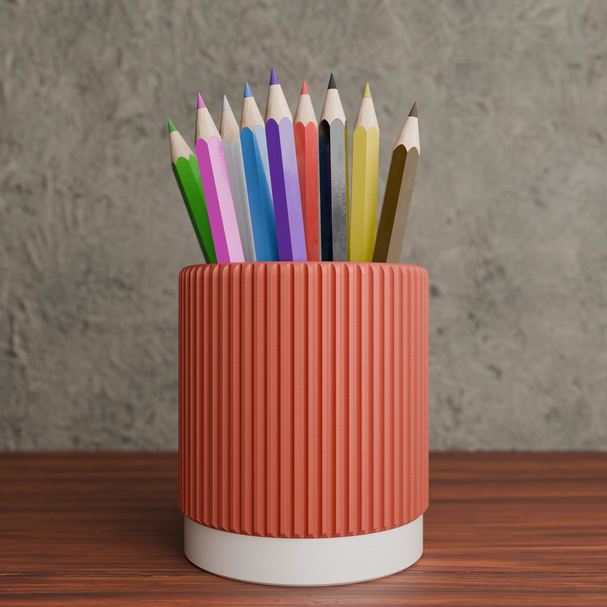 Stria pen holder with pens in colour Matt Red