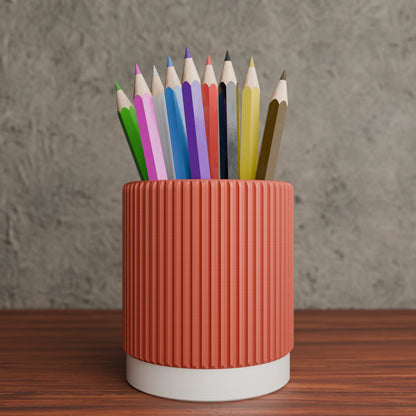 Stria pen holder with pens in colour Matt Red