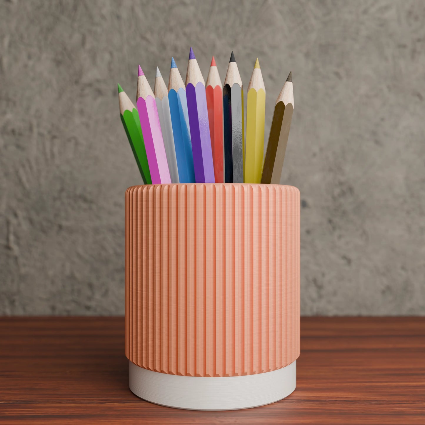 Stria pen holder with pens in colour Peach