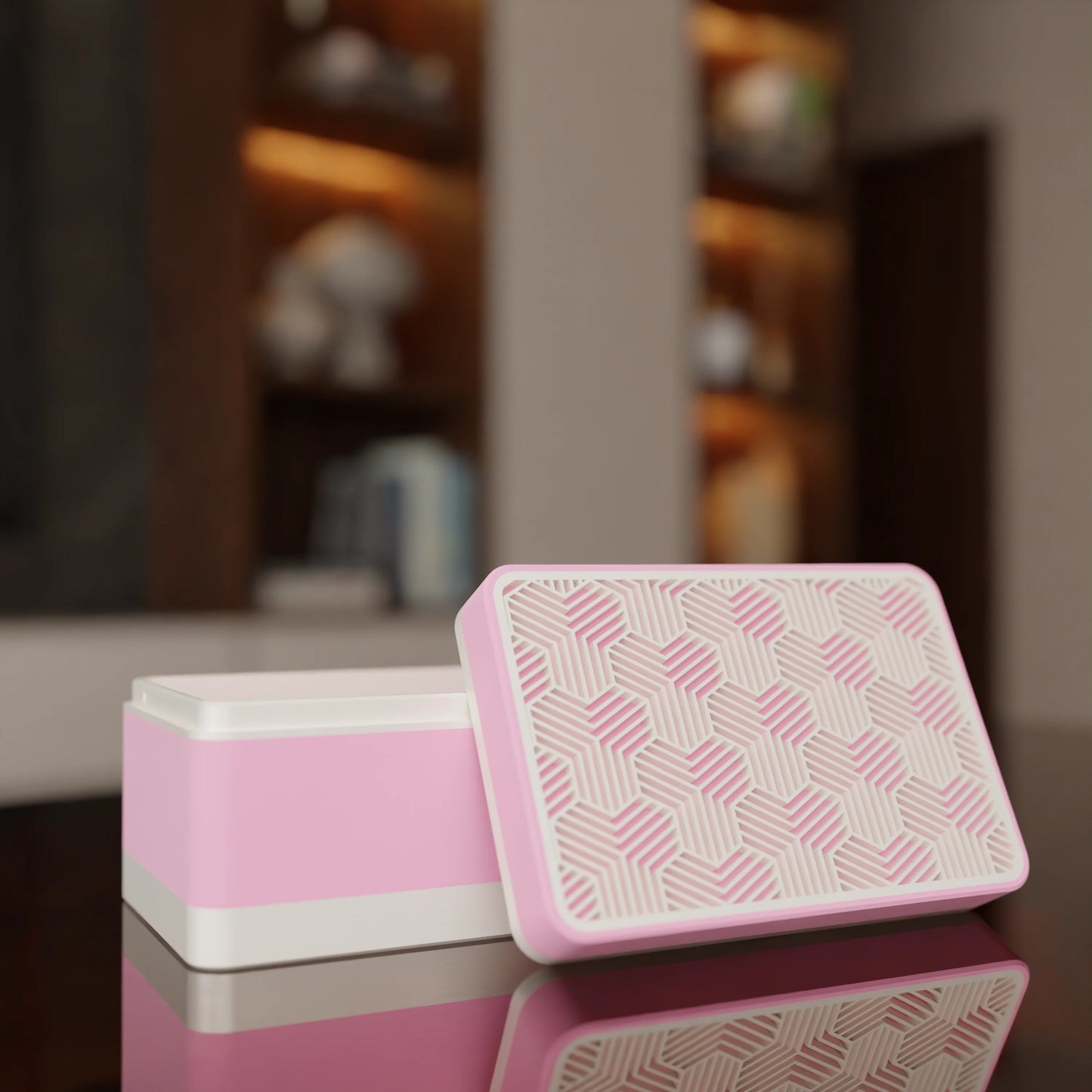 Elegant gift box Triangle with modern pattern, open, Small - 15x10x8, in color Candy